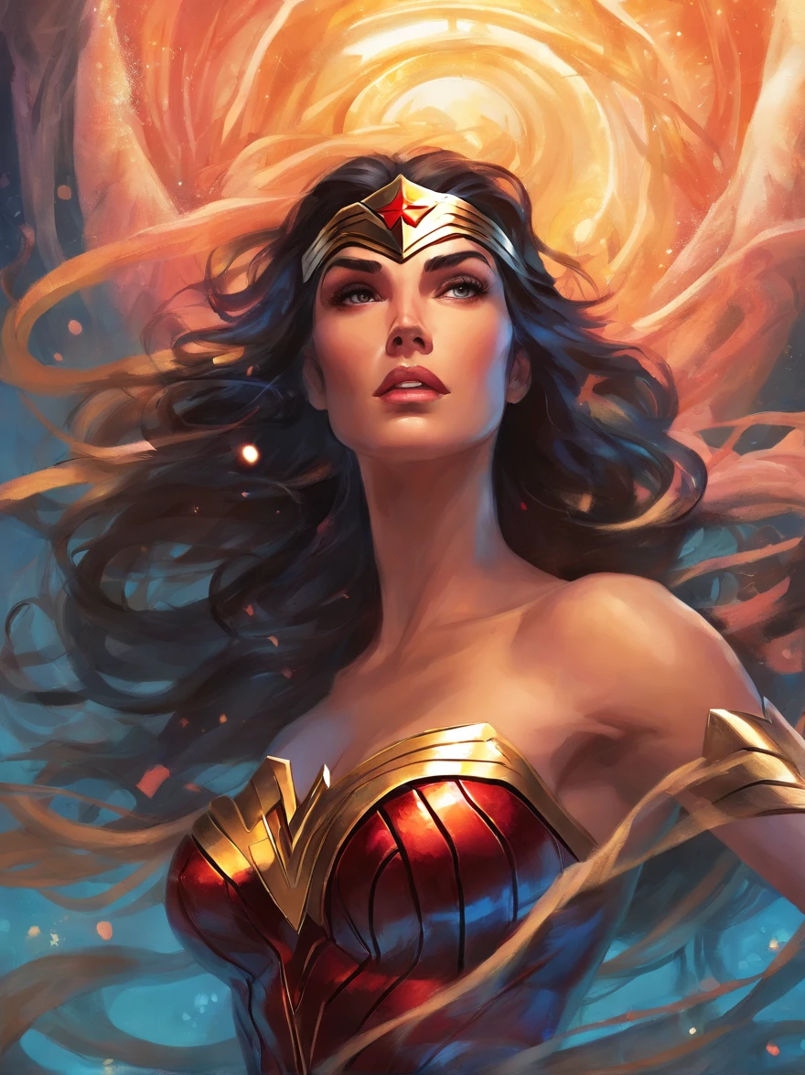 wonder woman in bikini attacked by tentacles