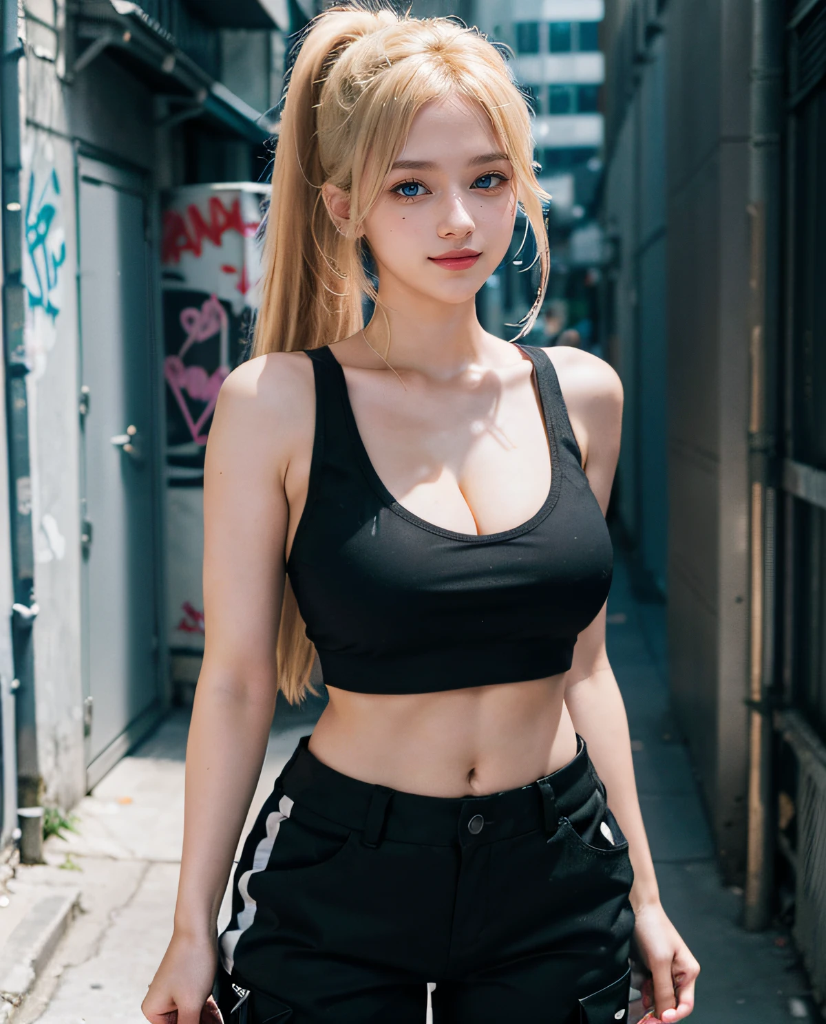 masterpiece, best image quality, high quality, beautiful woman, japanese, popular korean makeup, detailed, swollen eyes, detailed eyes, detailed skin, beautiful skin, super high resolution, (reality: 1.4), very beautiful, slightly younger face, beautiful skin, slim, (super realistic), (illustration), (high resolution), (8K), (very detailed) (best illustration), (beautiful detailed eyes), (super detailed), (wallpaper), (detailed face), looking at the audience, Fine details, detailed face, pureerosfaceace_v1, smile, look straight ahead, look straight ahead, angle from waist up, realistic photos, bright lights, professional lighting, black hair (some hair parts green), long hair, dark ruins, big red moon, gorgeous red and black dress, mature woman, long fashion bangs, blonde hair