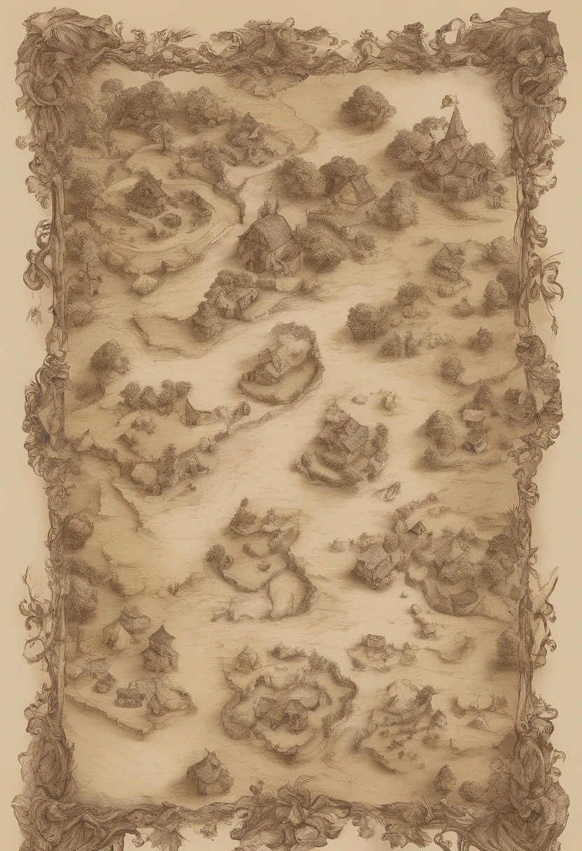 Tiro de cima para baixo de um drone, 2D, Mapa de batalha de casa abandonada de interior bem iluminada, 3 andares, parte destruida, afluentes, mas humildes, Dungeons and Dragons, Final Fantasy, arte do jogo, (arquitetura e interiores coerentes, with realistic proportions and textures, detalhes intrincados, Hand drawn, vibrante, Cinematic lighting, master part, 8k)