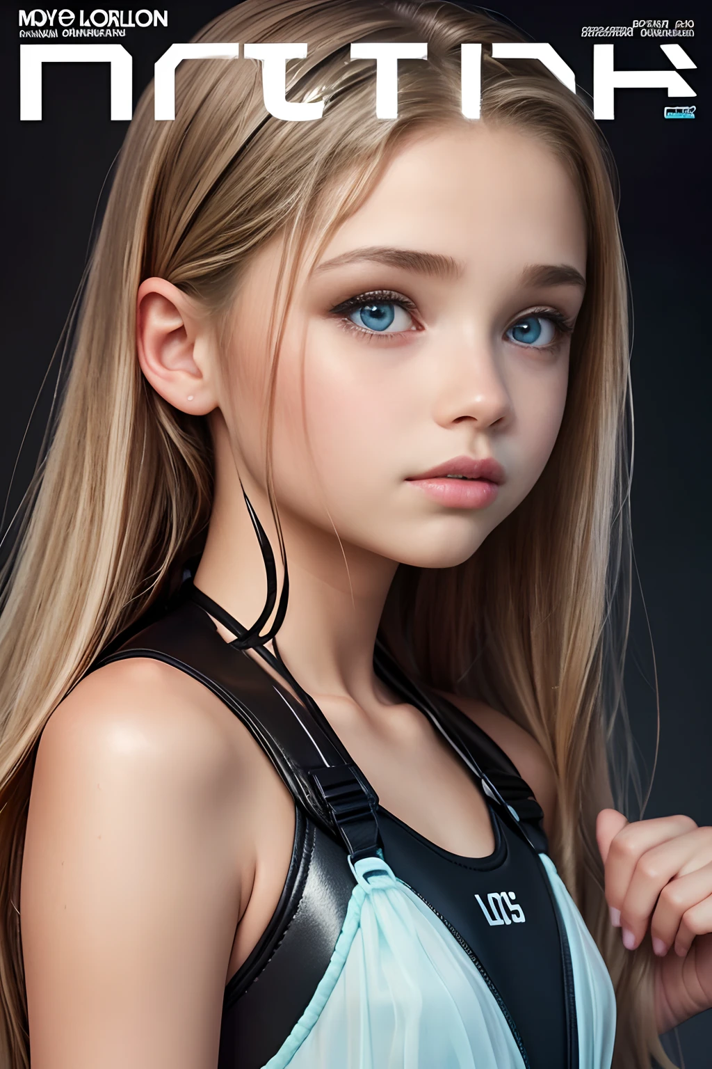 (Best Quality,Realistic),13-year-old girl,Beautiful detailed eyes,Beautiful detailed lips,long eyelashes,Straight hair,(Micro Sling Monokini:1.1),(With boys),(Cover magazine),(Portrait:1.2),Professional Lighting,Vivid colors