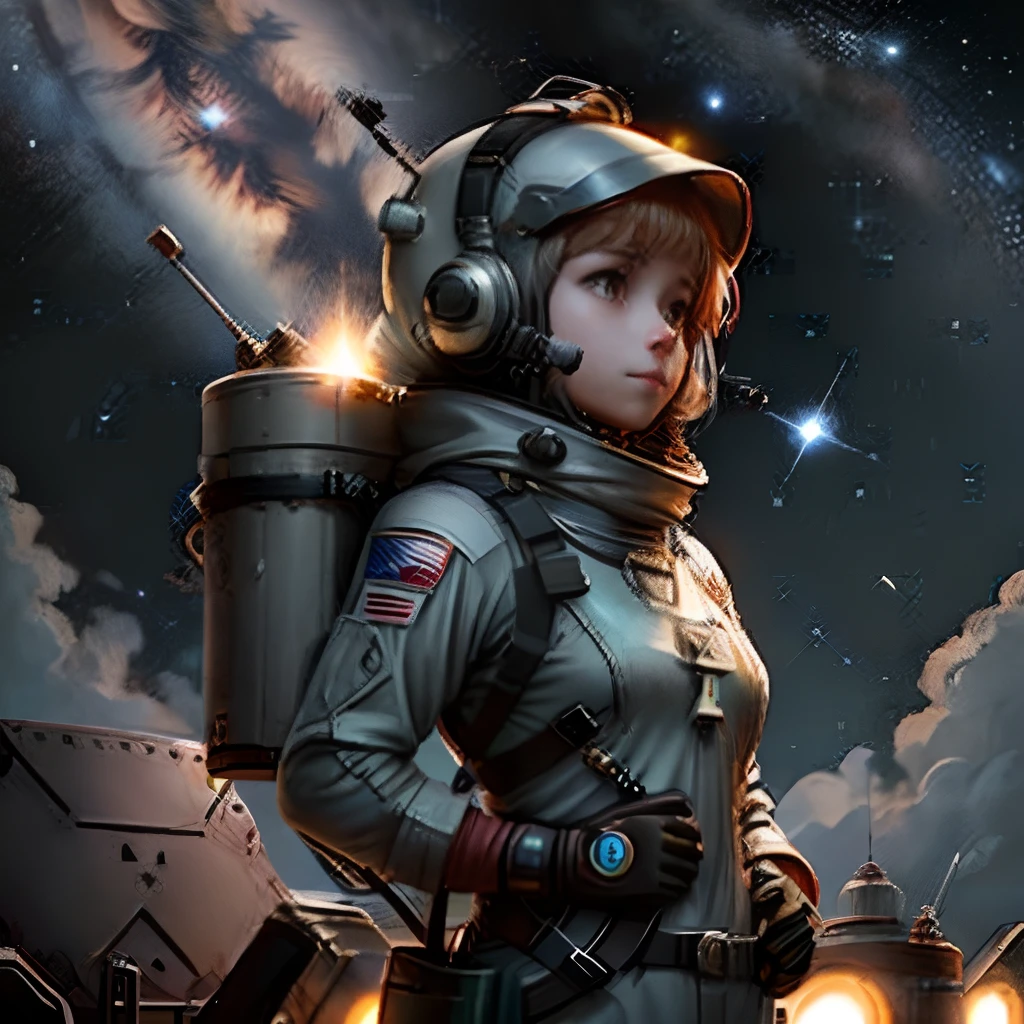 Une jeune astronaute solitaire, Emily, observe le ciel nocturne depuis sa station spatiale. She discovers a moving star that shines with a mysterious glow.