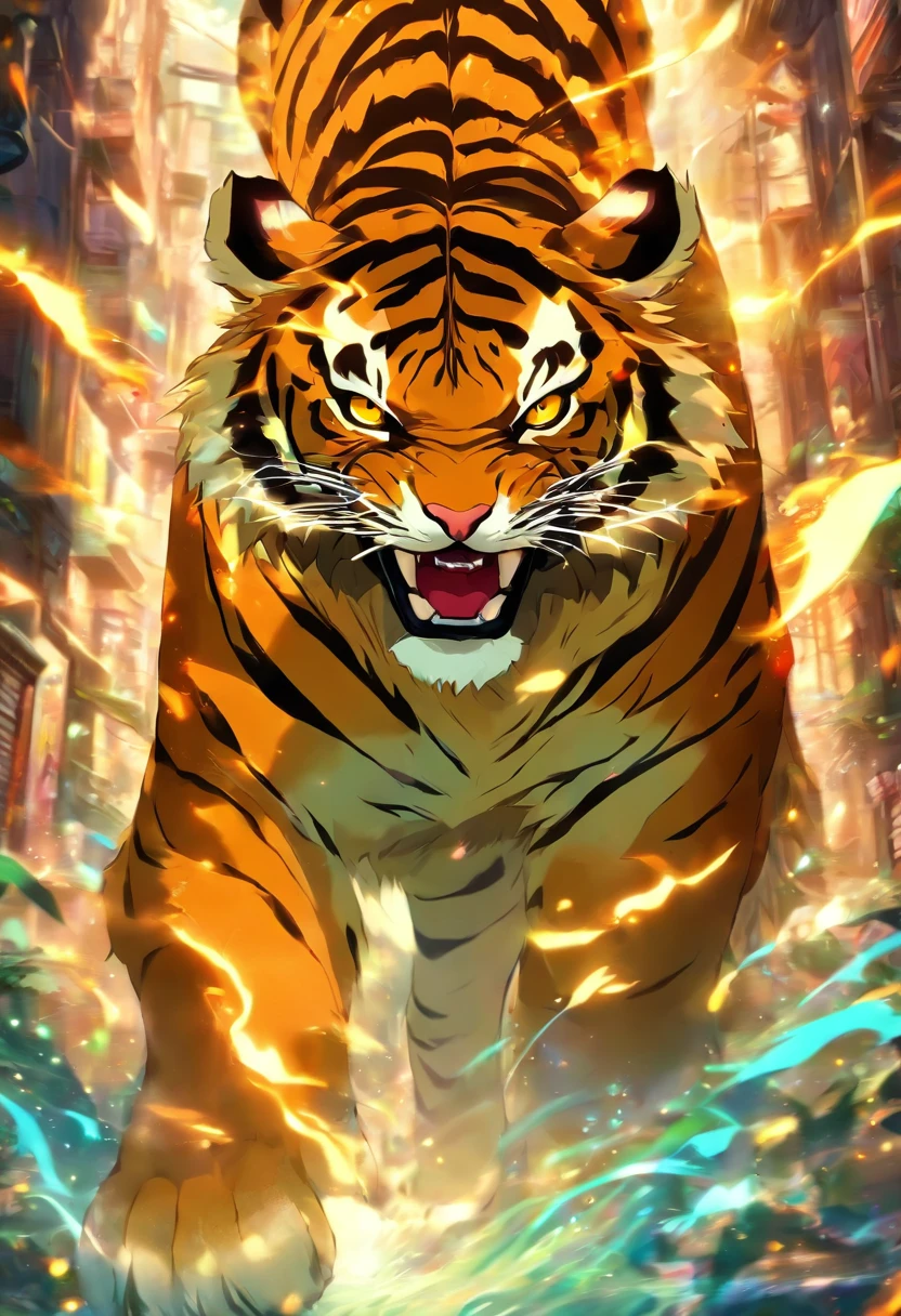 Tigre de Bengala, lutador, aura de fundo