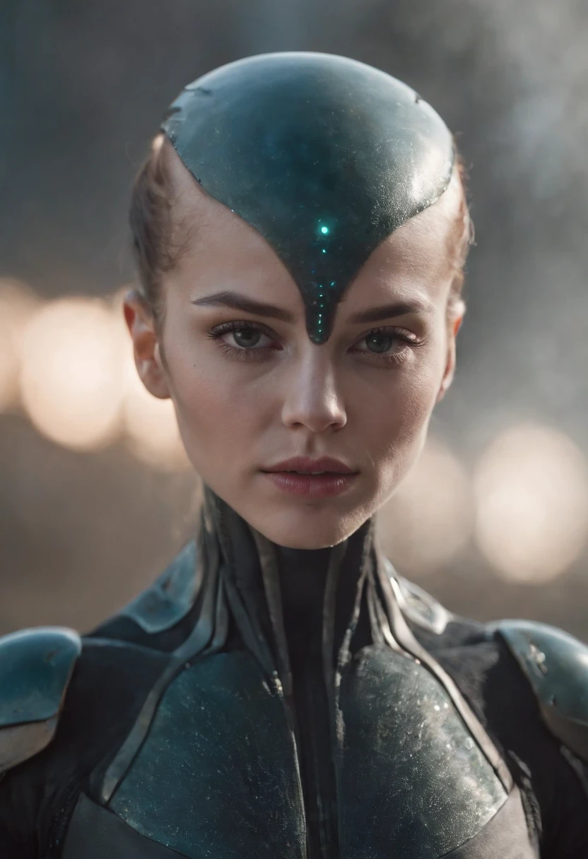 a close up of a person with a weird face and a weird head, from a 2 0 1 9 sci fi 8 k movie, movie still of a alien cyborg, movie still of the alien girl, unreal engine : : rave makeup, cyborg goddess in cosmos, love death + robots, sci - fi film still, ash thorp, vfx film closeup