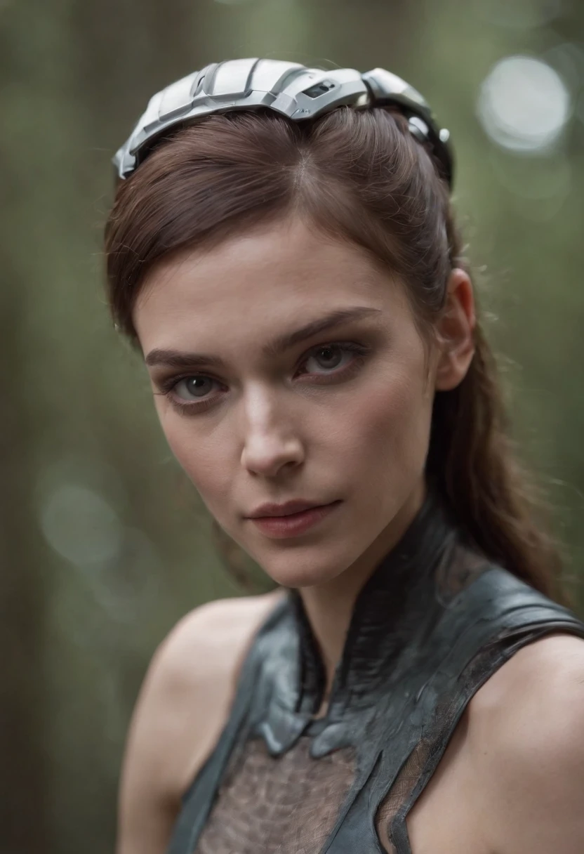 a close up of a person with a weird face and a weird head, from a 2 0 1 9 sci fi 8 k movie, movie still of a alien cyborg, movie still of the alien girl, unreal engine : : rave makeup, cyborg goddess in cosmos, love death + robots, sci - fi film still, ash thorp, vfx film closeup
