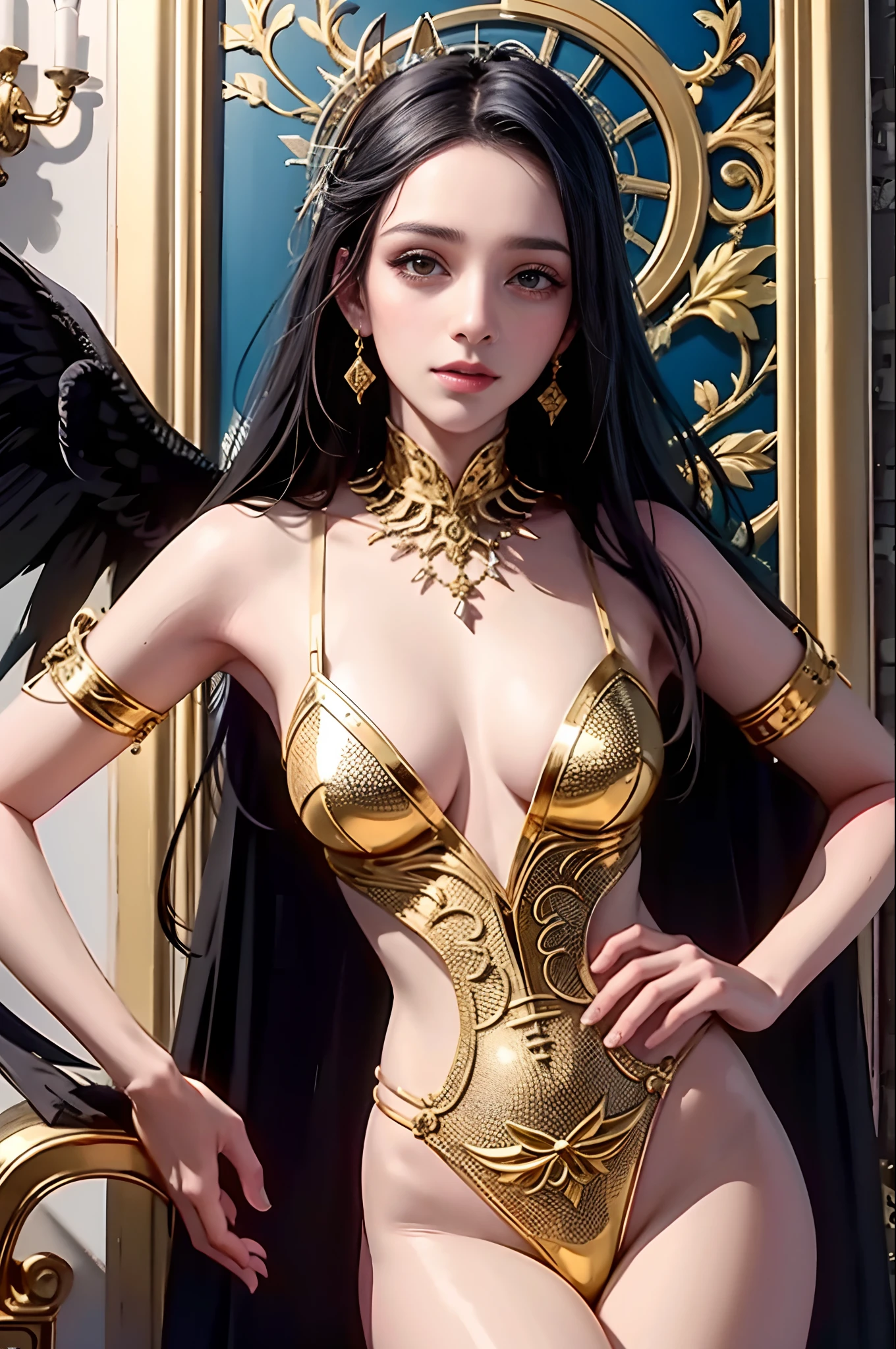 （tmasterpiece，topo Quoridade，melhor qualidade，arte oficial，Beautiful and Aesthetic：1.2），（1 cinta），extremamente detalhado，colorido，mais altodetalhado，arte oficial，统一 8k 壁纸，Ultra - Detalhado，Beautiful and Aesthetic，seios grandes lindos，tmasterpiece，Enorme teto，expondo o peito，melhor qualidade，（Zentangle，Datura，Emaranhados，Enredado），raios sagrados，folha de ouro，arte da folha de ouro，desenho de glitter，PerfeitoNwsjMajic