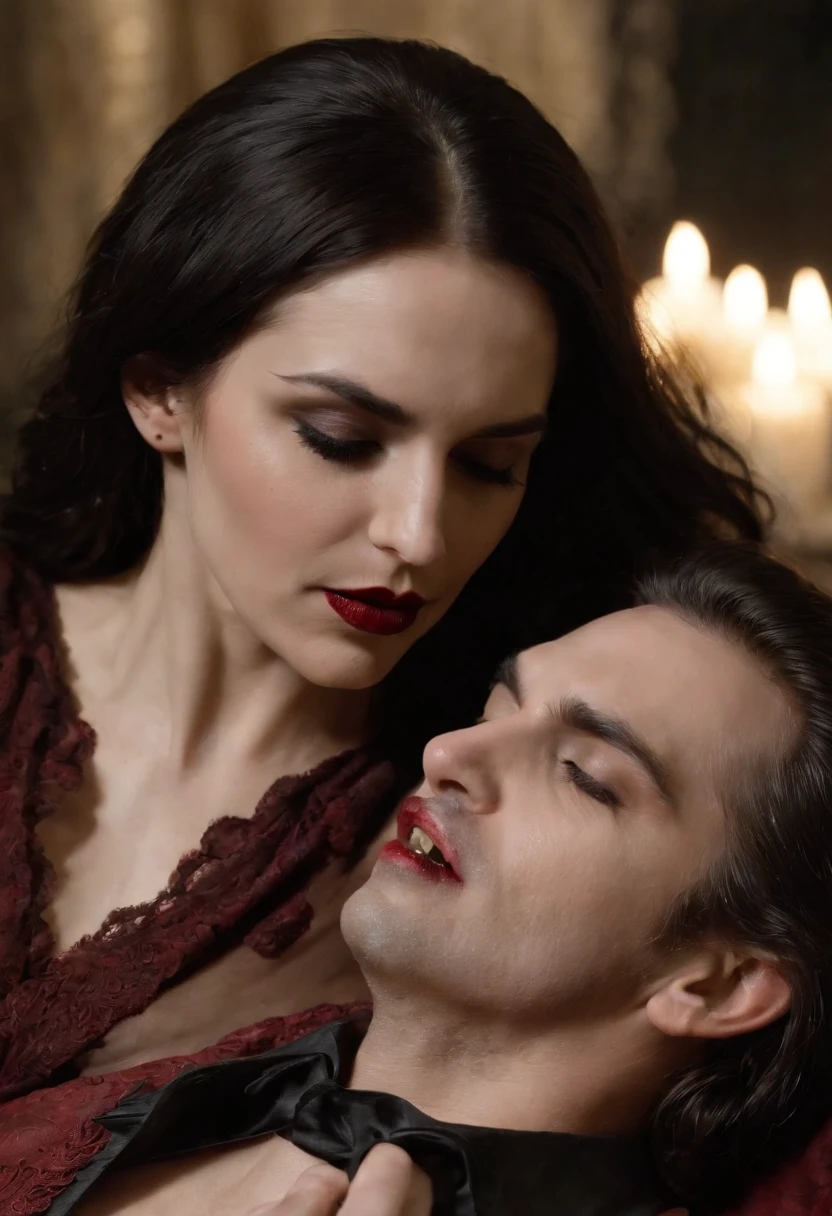 Black vampire biting and fucking a gypsy vampire while having carnal and erotic and violent sex wet with blood +18 Realism Explicit Sex with Lots of Blood and Realism with Vagina and Breast Penetration Sample, sem nenhum tipo de roupa, Intense Sex Positions Voracious Sex With Bloody Vampire Fangs And Intense Bites And Intense Pleasure Face Reaching Semen And Blood Soaked Orgasms