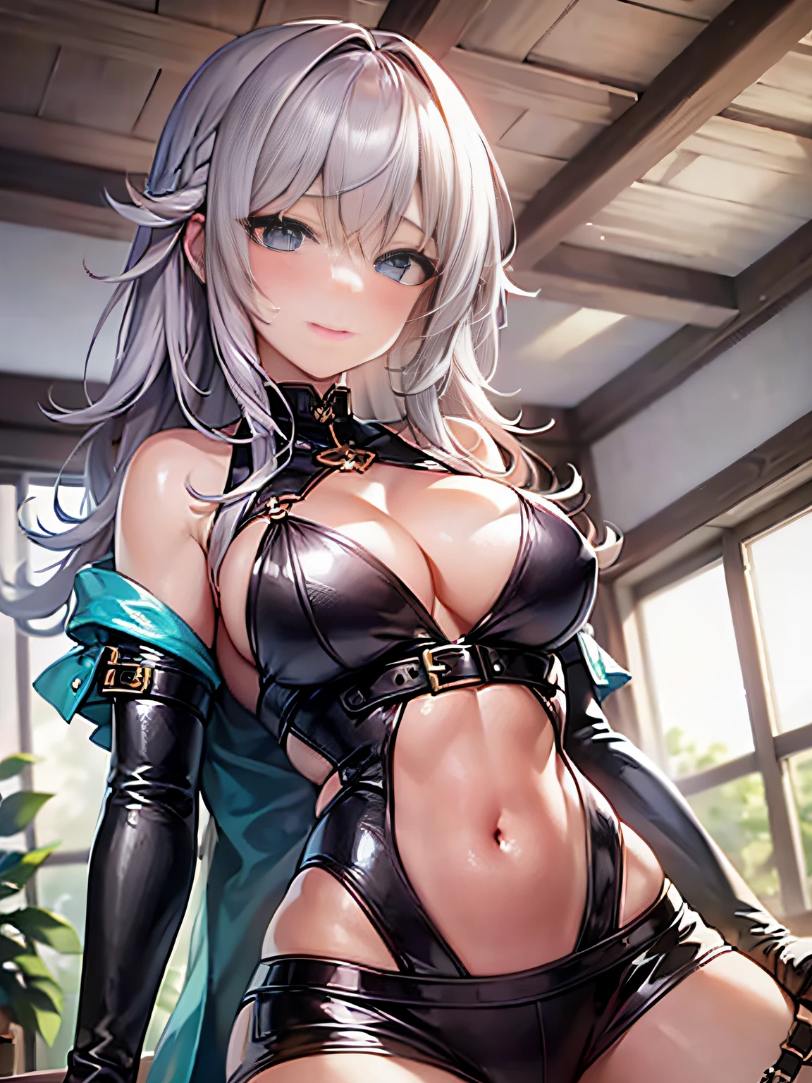((Calidad superior, 8k, Obra maestra: 1.3)), Mujer extremadamente linda y hermosa, 1 girl, (pechos enormes: 1.3), Escote seductor, (Abs, Figura esbelta: 1.1), foco nítido, Obra maestra de Pixiv, ((Detalles intrincados)), Altamente detallado, Parte superior del cuerpo, 1girl, Cabello rosa de dos lados hacia arriba, Uniforme de sirvienta, adorno para el cabello, escote, tocado de sirvienta, Mangas separadas, cinta,