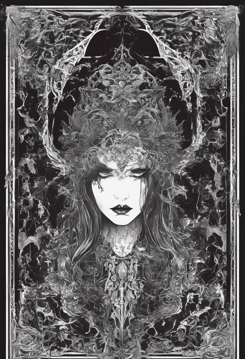 araffe with horns and a goat's head in a frame, baphomet, horned god, horned ram goddess, inspired by Santiago Caruso, southern gothic art, girl design lush horns, symmetry!! portrait of hades, cult of the lamb, with horns, a horned, ((((occult art)))), black metal rococo, goat