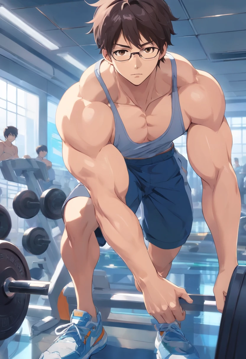 absurdres, Akitaru Obi, bare shoulders, black hair, chama kou, highres, looking away, male focus, muscular, muscular male, short hair, 8k quality, gym,( Akitaru_Obi, detailed eyes, detailed face, (((full body))), visible foot, barefoot, black hair, black eyes, ((light smile)), (((Extra large up penis semen dripping))), (((nude))), looking at viewer, embarrassed, blush, look from down, (((standing up on the ground))), (((lifting Alternating Dumbbell Curls))), showing off belly, masterpiece, best quality, male focus, upper body, handsome, hot, male, gay, smooth and sharp focus, Wet body, (((nsfw)))
