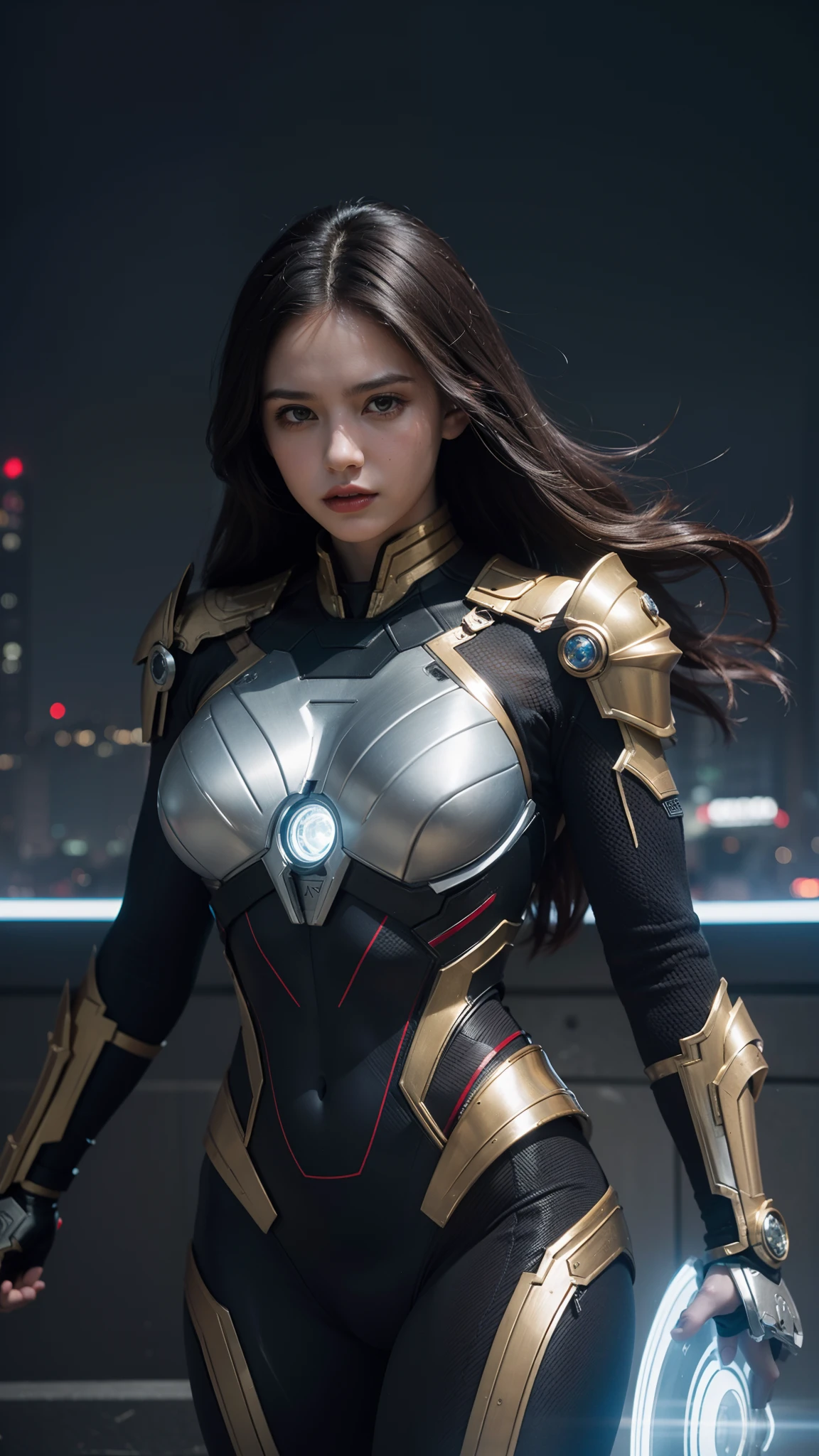 Pink battle armor、Goddess of War、Staff、High resolution、Unknown powers、thunder、Wind、inflammation、muscle、Planetary alignment、Starry Sky、Blue light、Laser beam、