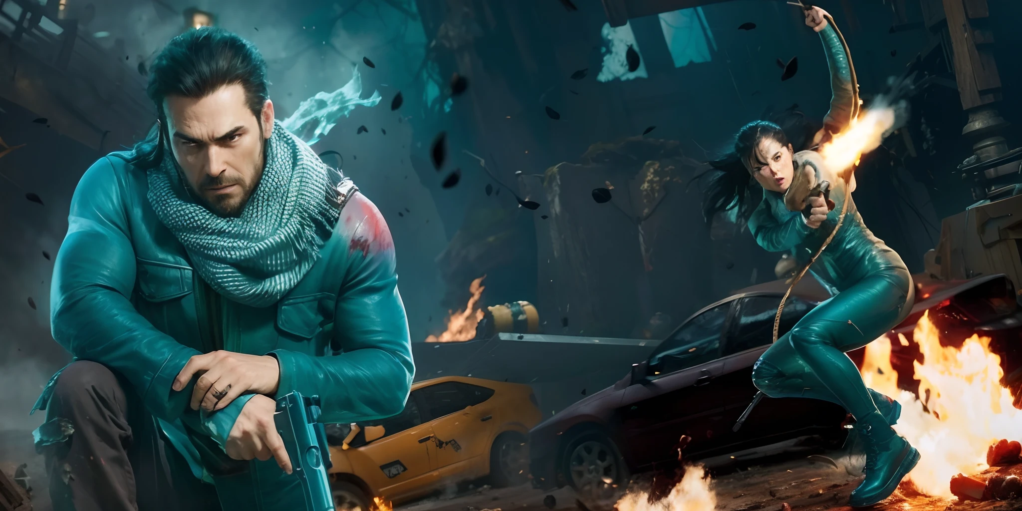 gaming. masterpiece. action. game. hdr. 4k. oily. bloody background. background change.