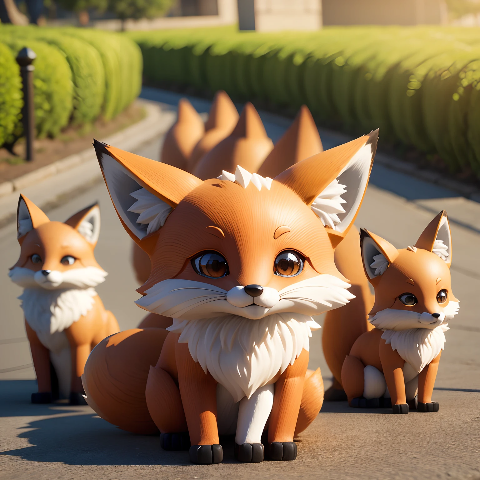 Fox cute, fox kawaai, fox realista, super detalhado, 3D.