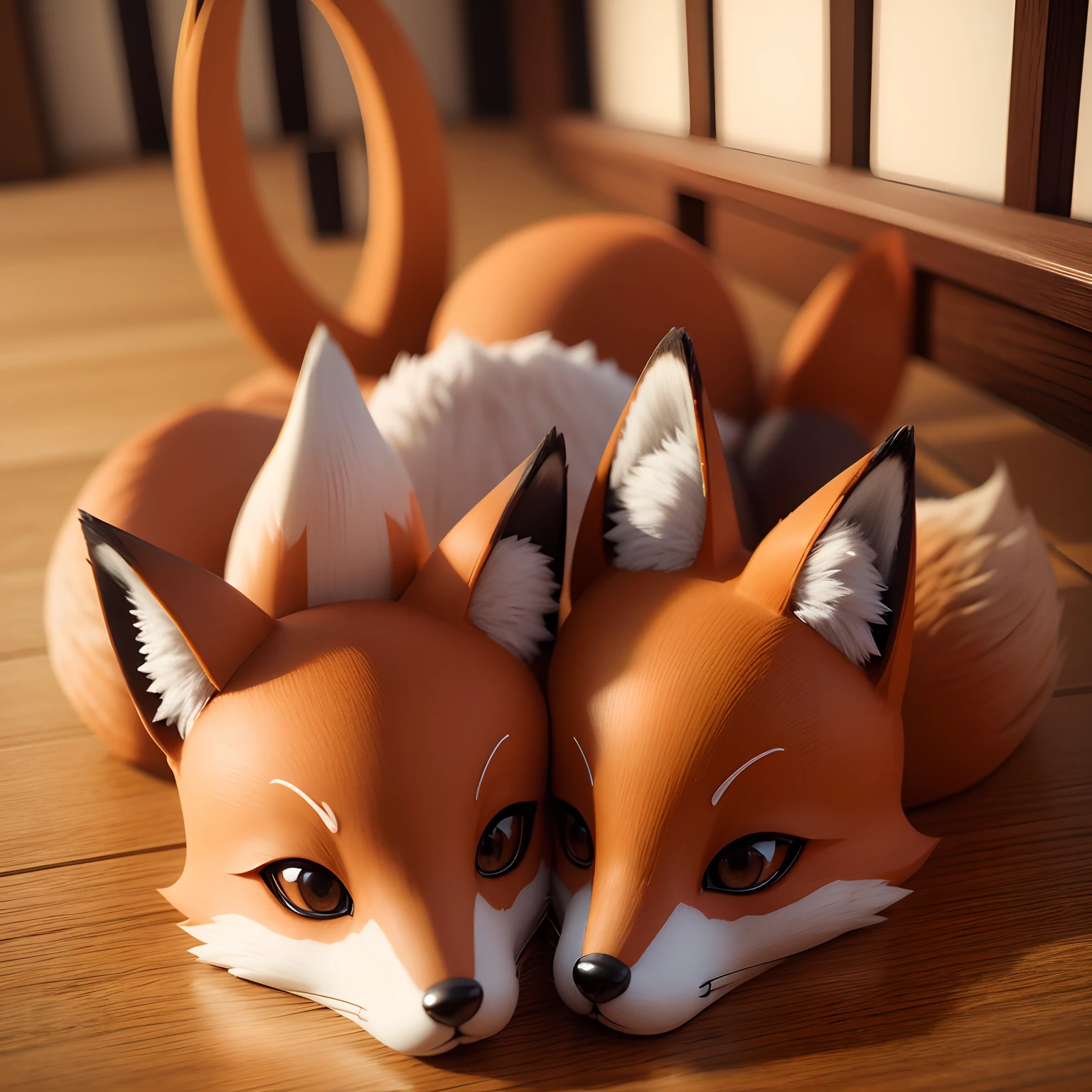 Fox cute, fox kawaai, fox realista, super detalhado, 3D.