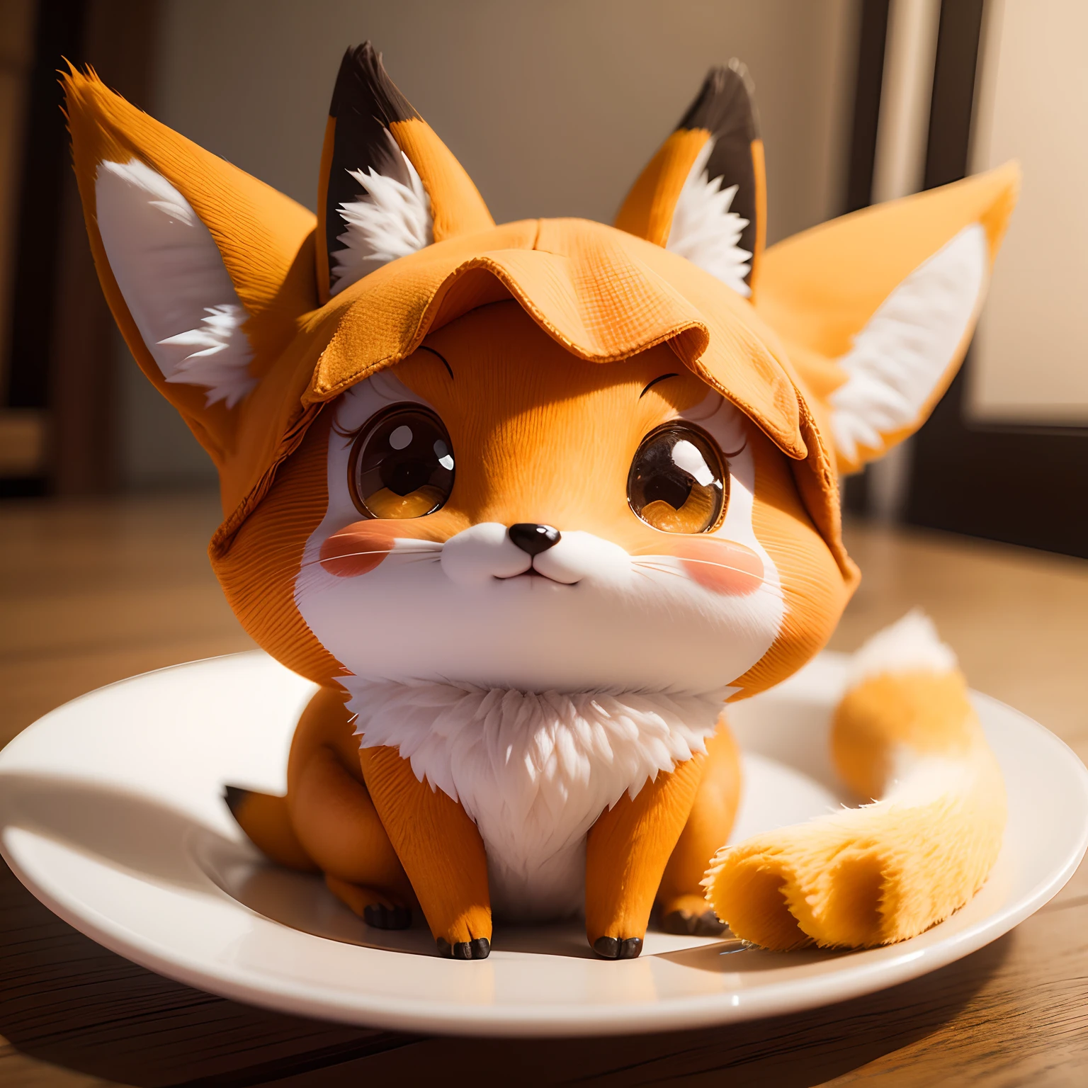 Fox cute, raposa kawaii, raposa Chibi, super realista, hiper detalhado, raposa beautil, Fox bonito, raposa kawaii, fox com roupa de pikachu, 3D.