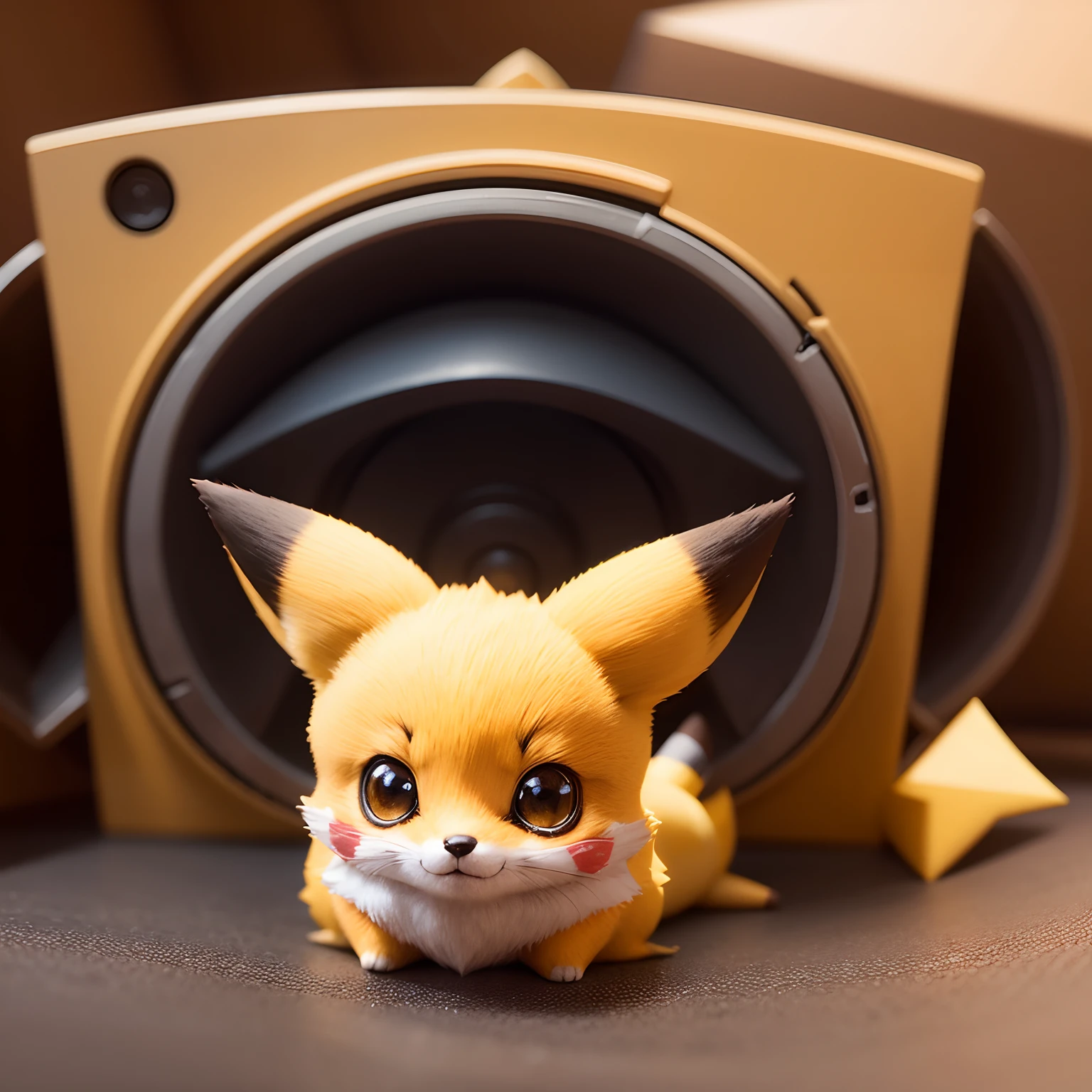 Fox pikachu, fox vestido de Pikachu, fox cute, fox kawaii, fox Chibi, fox pikachu, fox realista, fox detalhado, 3D.
