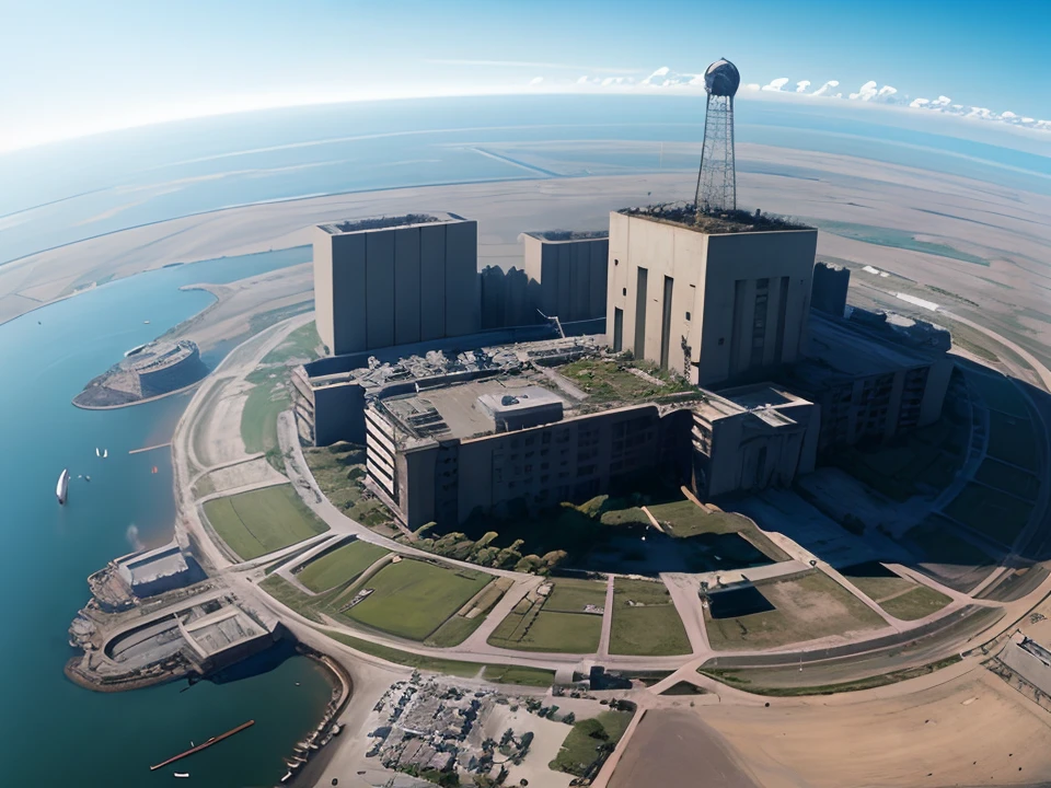 A predator from dropping bombs on a prison complex, seen from the sky