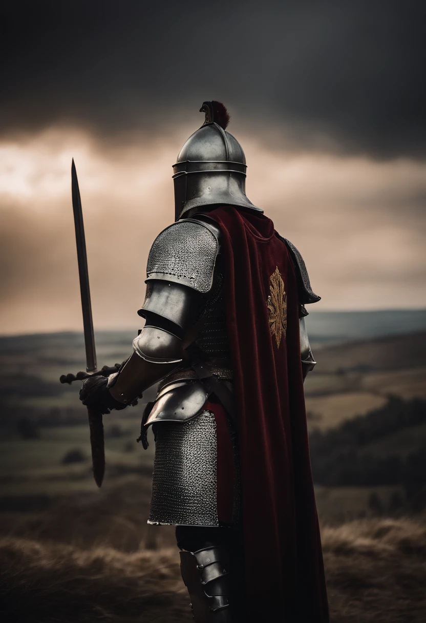 A knight looking over a huge battle