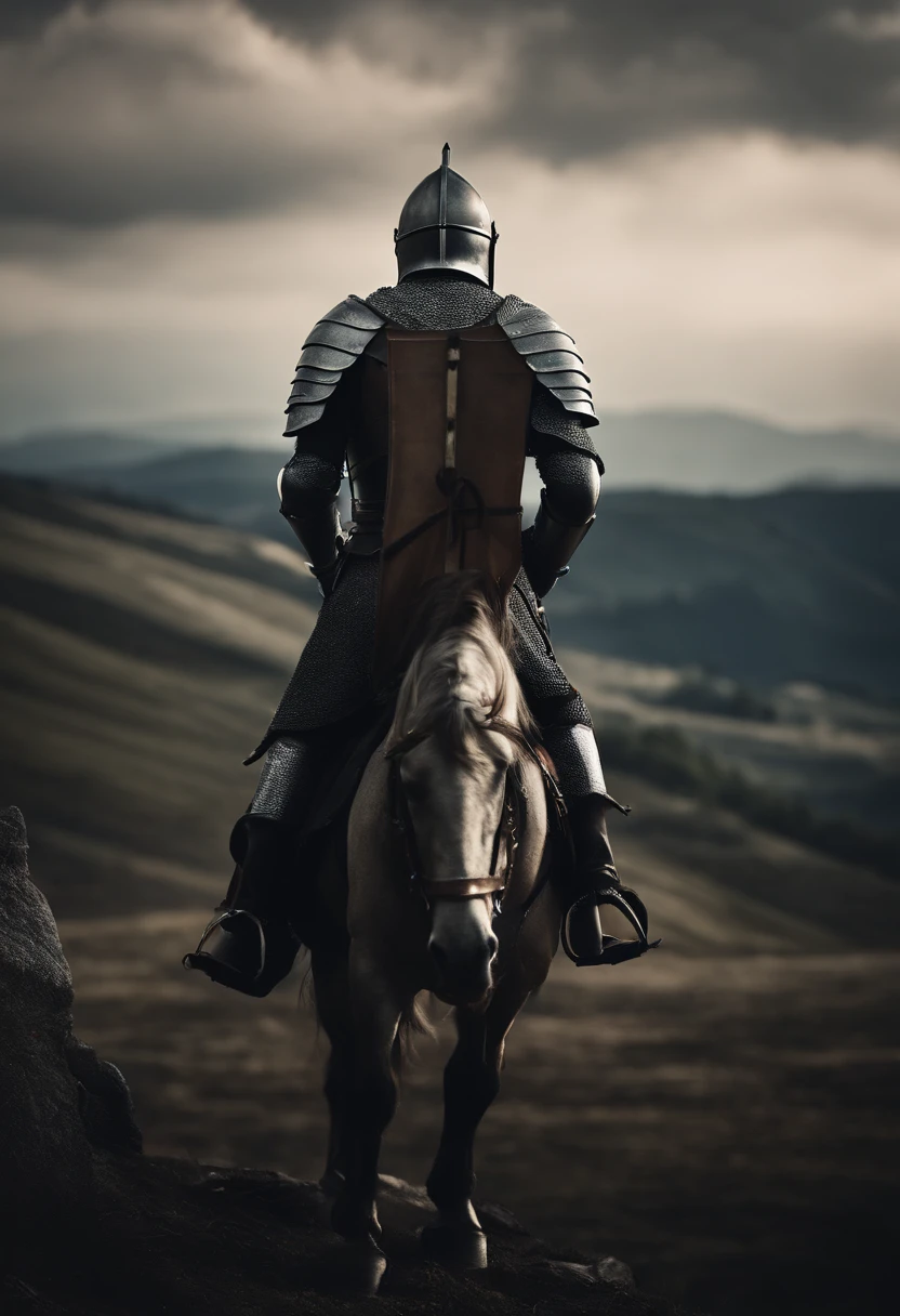 A knight looking over a huge battle