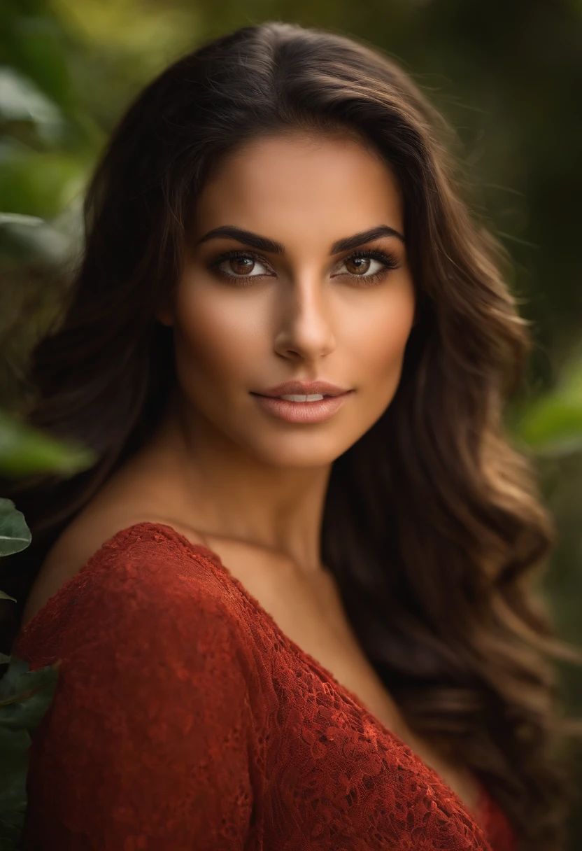 Femme brune yeux verts, Hispanic, maquillage naturel, looking straight at camera, Maquillage subtil, Yeux verts, Bel angle, pose attrayante, fille mignonne, Image du corps entier, Prise de vue du corps entier, brunette goddess, High detail, pose satisfaite, souriante