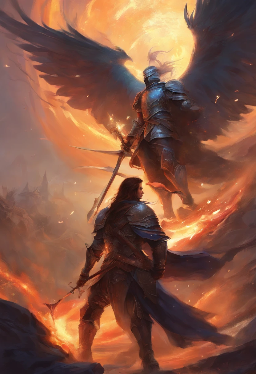 A knight fighting a witch