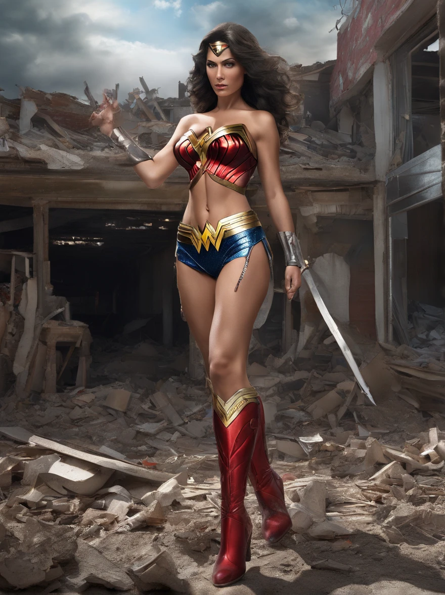 sexy young wonder woman wearing the tape project bondage harness costume cameltoe pussy-thong pussy-wedgie
realistic skin detail
(nsfw)
masterpiece
dynamic theatrical lighting
rainstorm, stormclouds, pouring rain, puddles
very large breasts overflowing her tight bra
impossible body
(perfect anatomy, perfect proportions, tanned, bikini line)
(ultra-candid creepshot action pictures of pornstar young wonder woman in a warzone with collapsed buildings and debris rubble)
she should be wearing sexy latex ultra-skimpy wonder woman costume designed with blue star spangled pussy-thong bondage harness cameltoe micro-bikini
she should have ultra-dark eyeliner mascara and eye-shadow smoky eyes make up
she wears red pvc patent vinyl 6 inch high-heel stiletto knee-high boots.
concrete and steel detritus in desolate collapsed building concrete debris and rubble,
her pussy should engulf her latex front thong
dripping wet. wetness should be dripping and flying off of her body
wild HAIR blowing in wind, explosions everywhere, lasers everywhere
oiled sweaty dirty glossy grimy body
running, walking, blocking. hiding, punching, fighting, roundhouse kick
huge explosions and fire fill the sky behind her an apocalyptic warzone like a scene out of a DCU movie
(ultra-pussy-wedgie, bare midriff, oiled, greasy, dirty, bruised, bloody, battlescarred sweaty, grimy)
(climbing over the camera)
perfect greasy oiled slightly chubby cellulite ass
low angle candid voyeur pussy view crotch shot
perfect greasy oiled slightly chubby cellulite ass
, casual photo, epic fantasy, horror, thriller, adventure, long exposure, vibrant color grading, wide-angle shot