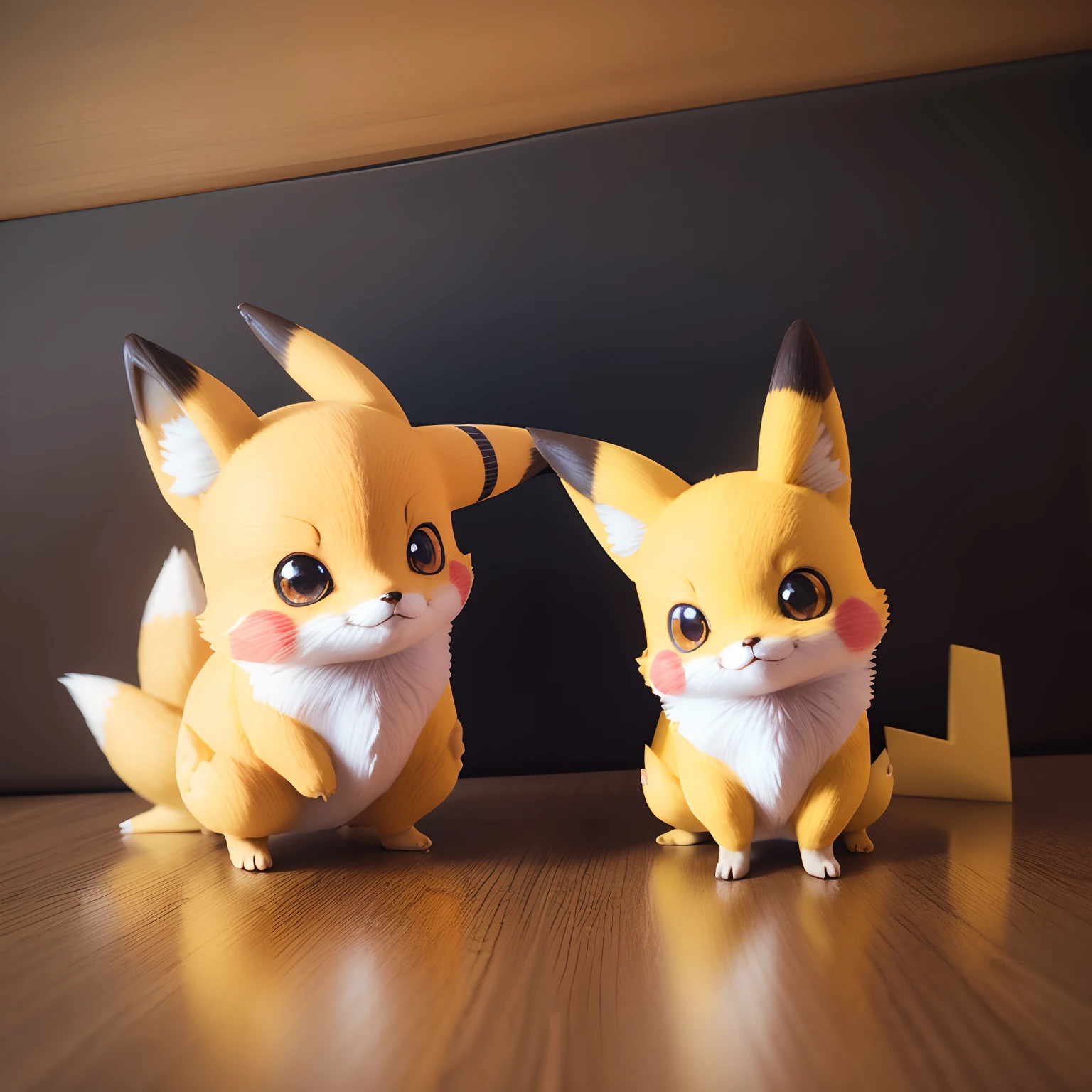Fox pikachu, fox vestido de Pikachu, fox cute, fox kawaii, fox Chibi, fox pikachu, fox realista, fox detalhado, 3D.