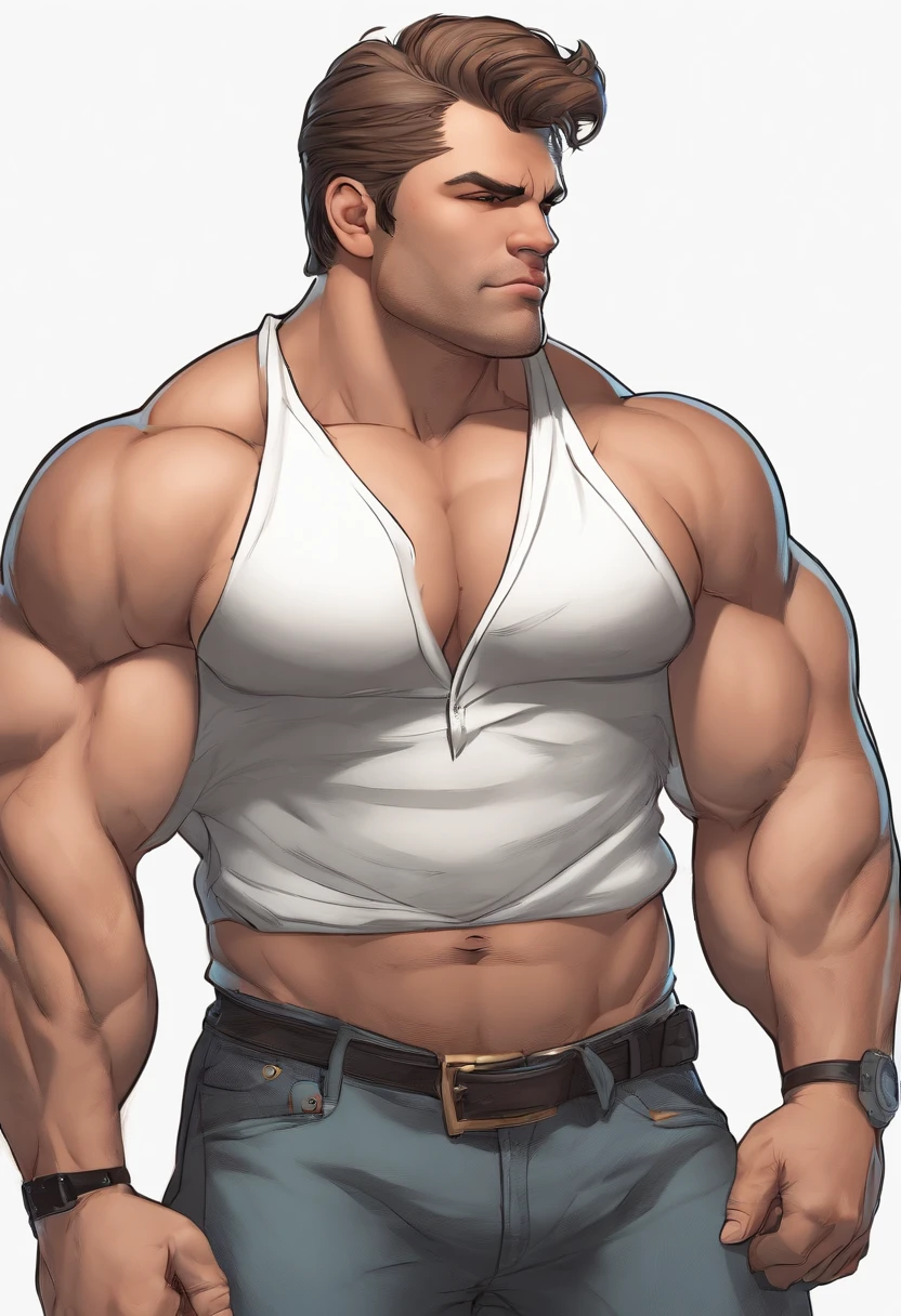 A tall, muscular man（mtu:1.2），The brunette wears a black T-shirt， 8K, Super detail, ccurate, Best quality