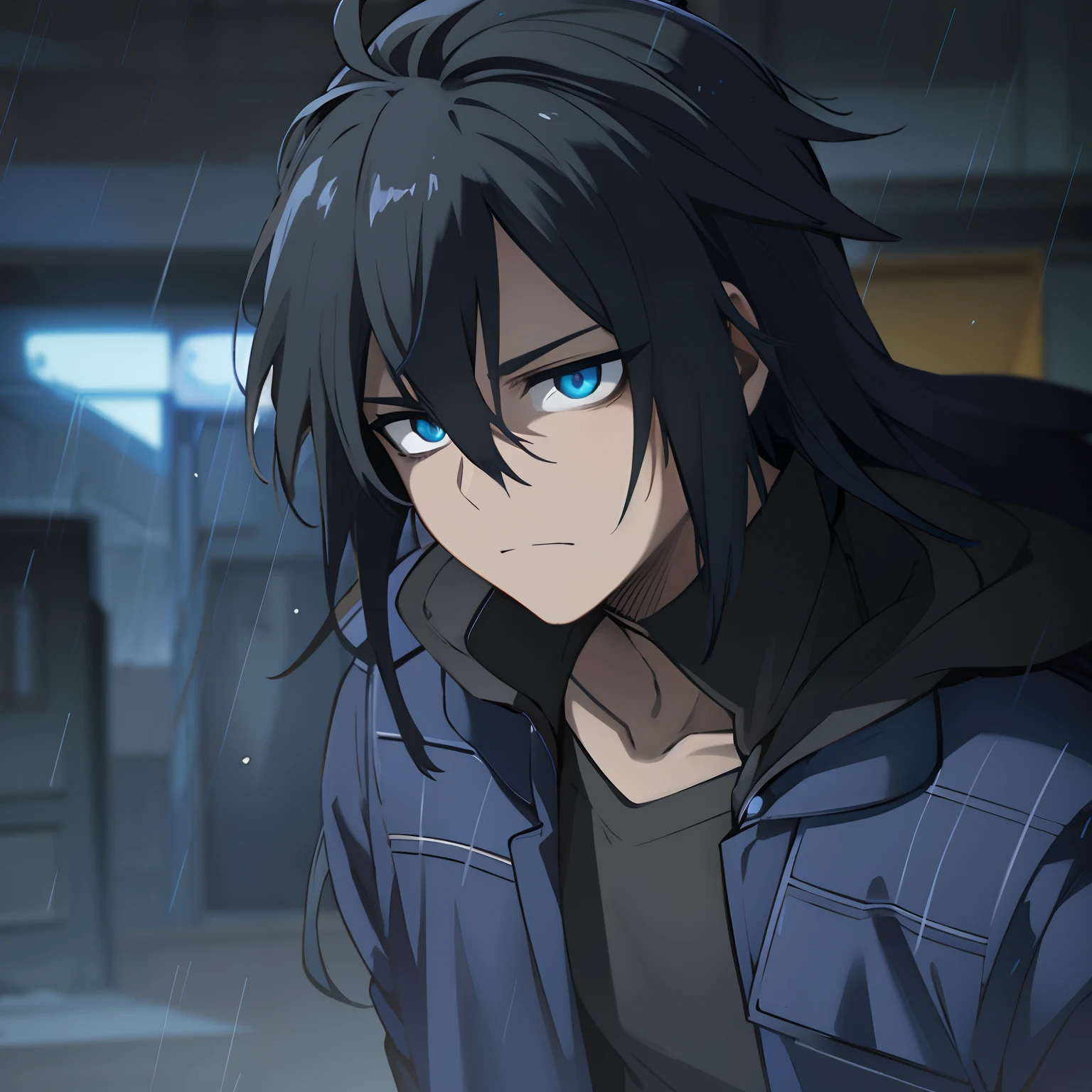 Anime character in the rain with blue eyes looking at the camera, Aragorn em um mundo de anime, no filme de anime, kaladin stormblessed, Kyoto Animation Still, cara de anime alto com olhos azuis, Ainda de anime de TV, Kirito, official studio anime still, Captura de tela do filme de anime, anime oficial ainda, modern sci-fi anime, badass anime 8 k