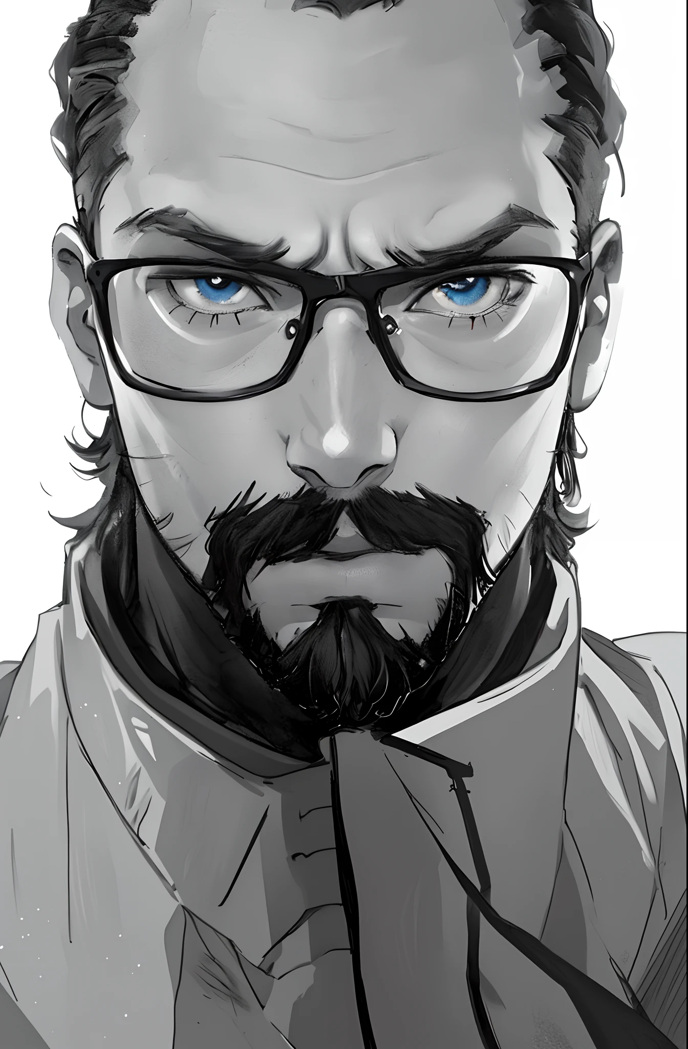 man portrait, anime style