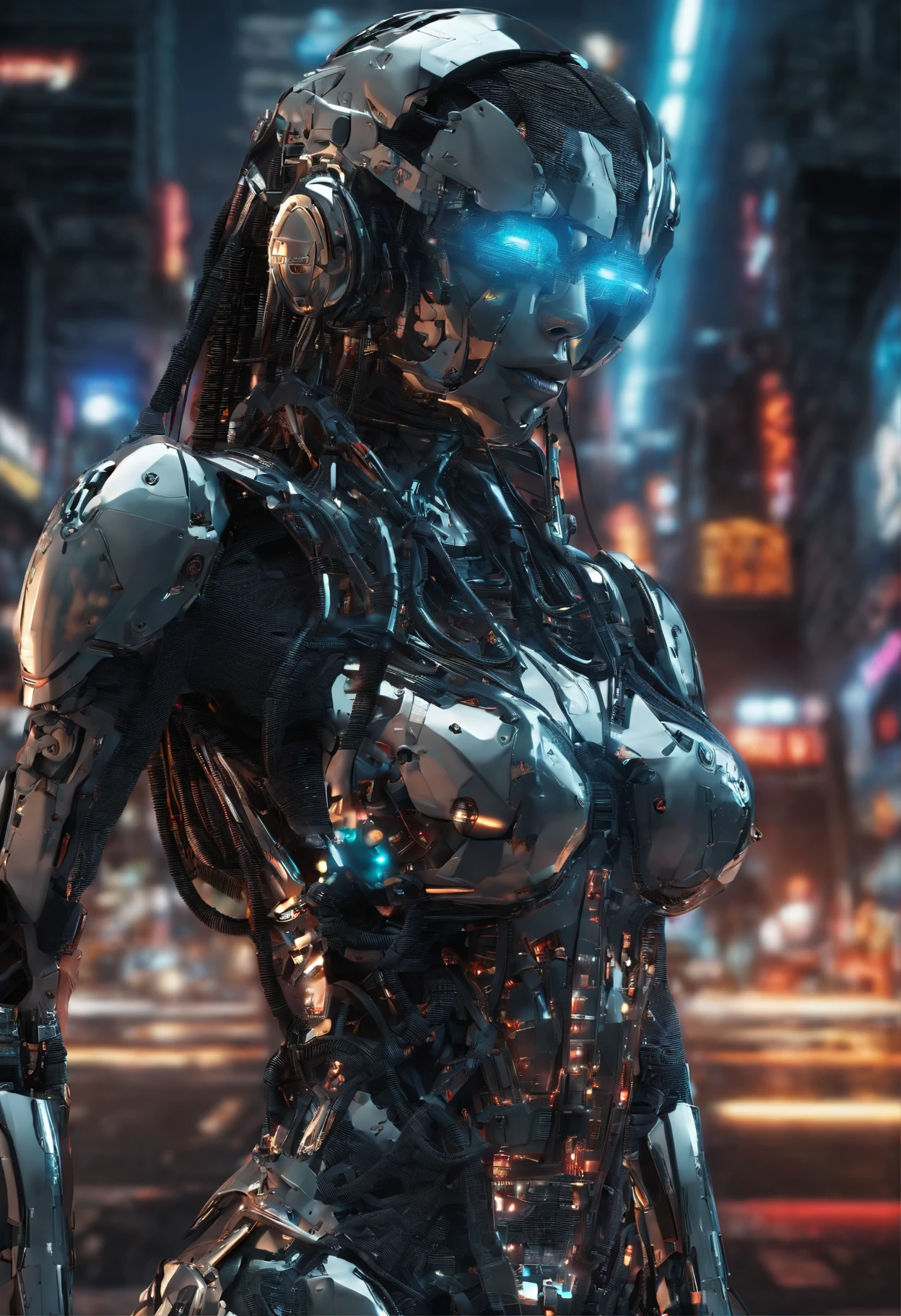 Passionate hot body savage girl. Anthropomorphic beautiful - looking cyborg girl. Detailed visualization hot body, face makeup, wide gorgeous realistic eyes, juicy lips. cyborg hip hop baggy saggy street clothes, supreme, bape, stussy