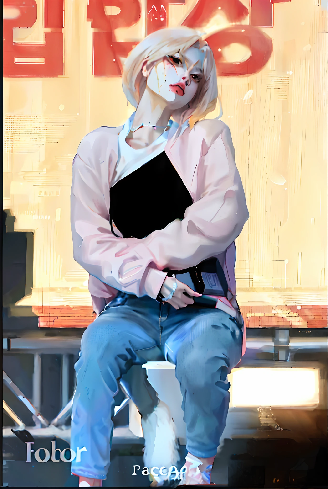 araffe sitting on a stool with a book in his lap, portrait of jossi of blackpink, kim doyoung, [ digital art ]!!, artwork in the style of guweiz, she is wearing streetwear, roseanne park of blackpink, photorealistic!!!!!!! art style, inspired by jeonseok lee, jossi of blackpink, casual pose, inspired by Yanjun Cheng