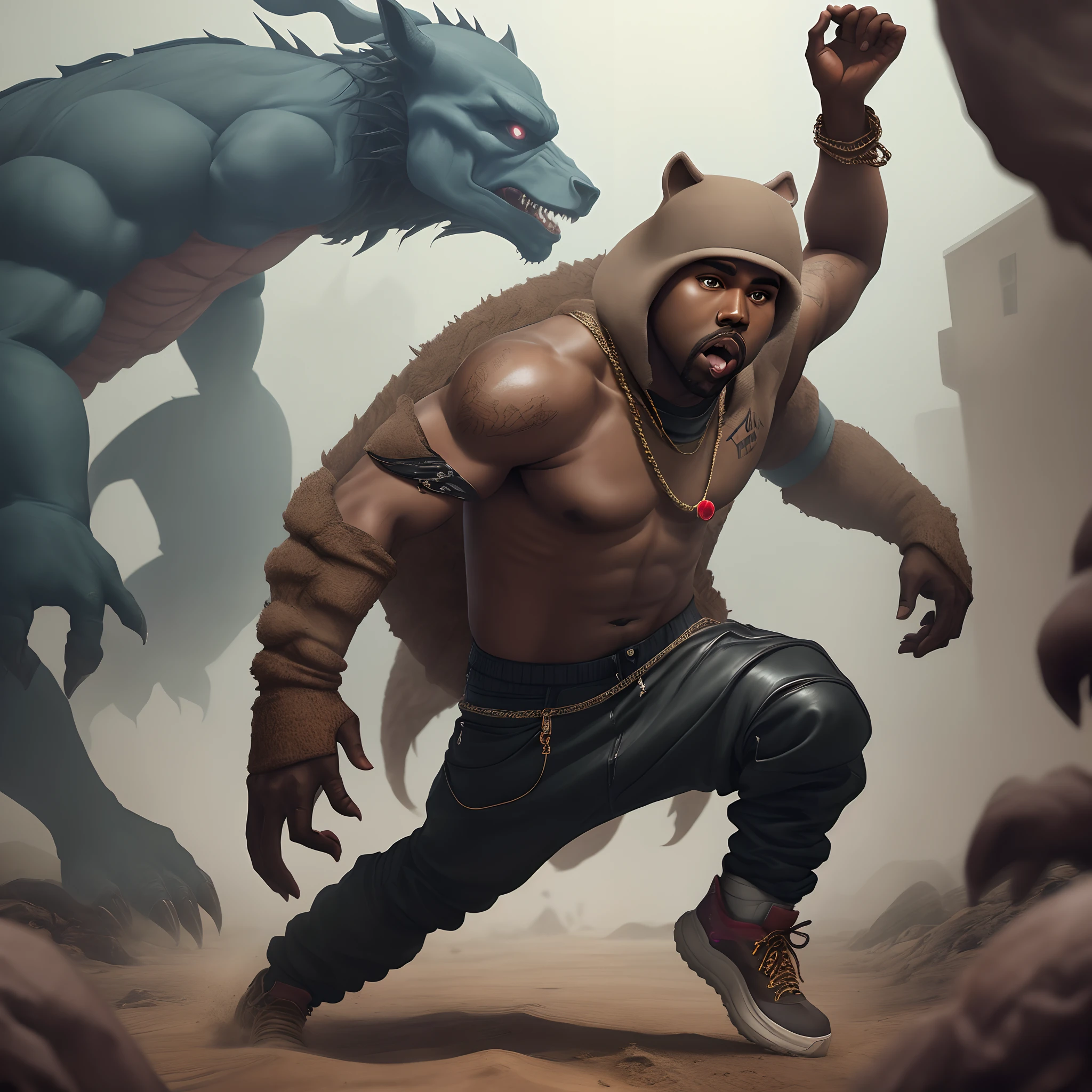 kanye west running from monsters