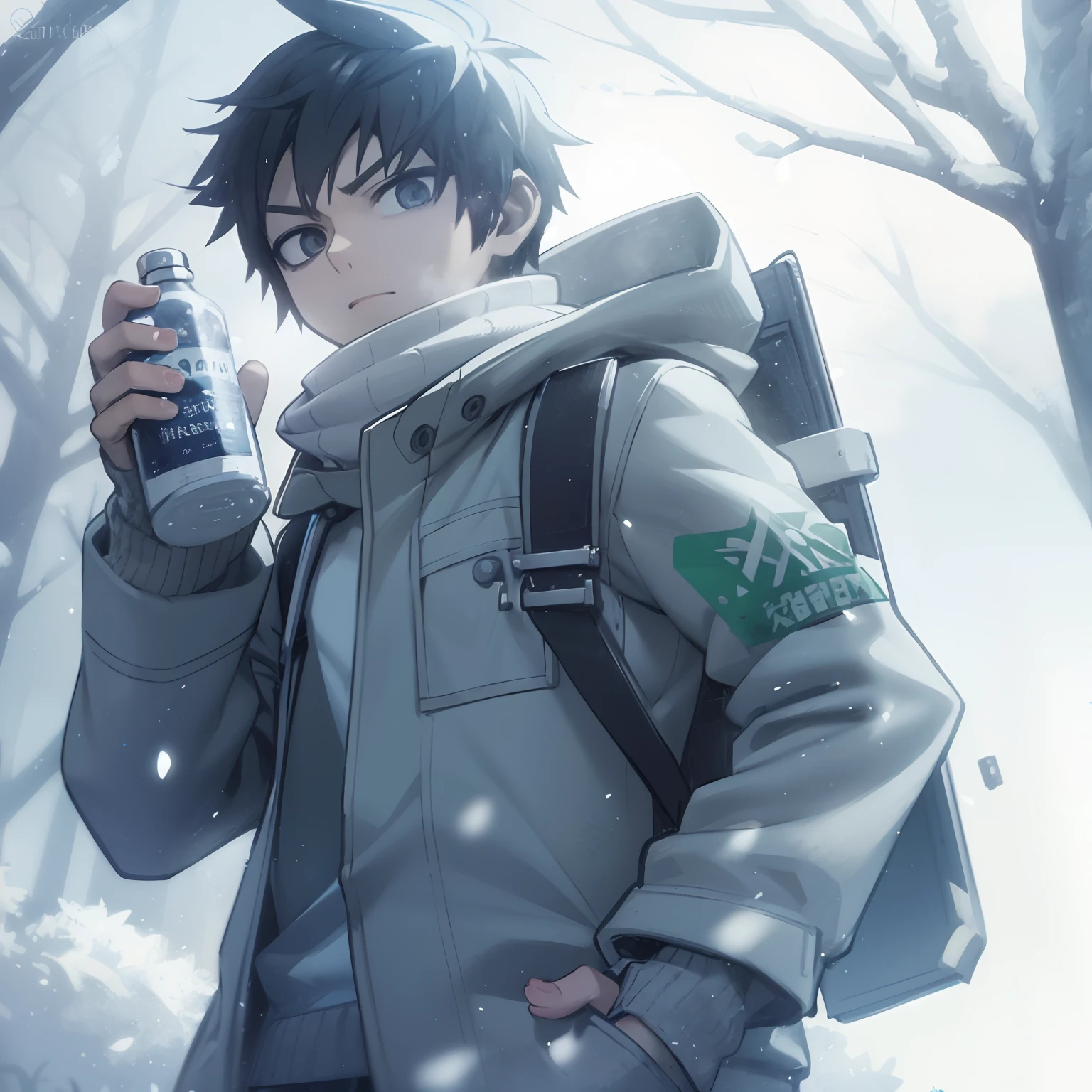 Anime boy with a bottle of water in his hand, Makoto Shinkai!, ( ( Makoto Shinkai ) ), nevado. por Makoto Shinkai, Makoto Shinkai!!, Makoto Shinkai Estilo de Arte, Anime Wallaper, hd Anime Wallaper, Estilo Makoto Shinkai, Guweiz e Makoto Shinkai, na neve