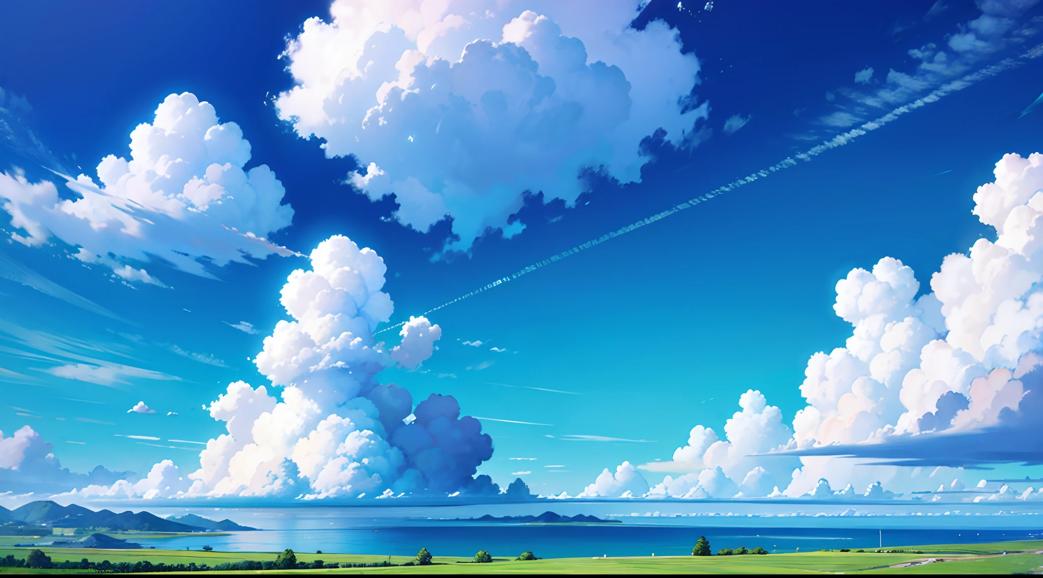 A backdrop of a bright blue sky with clouds