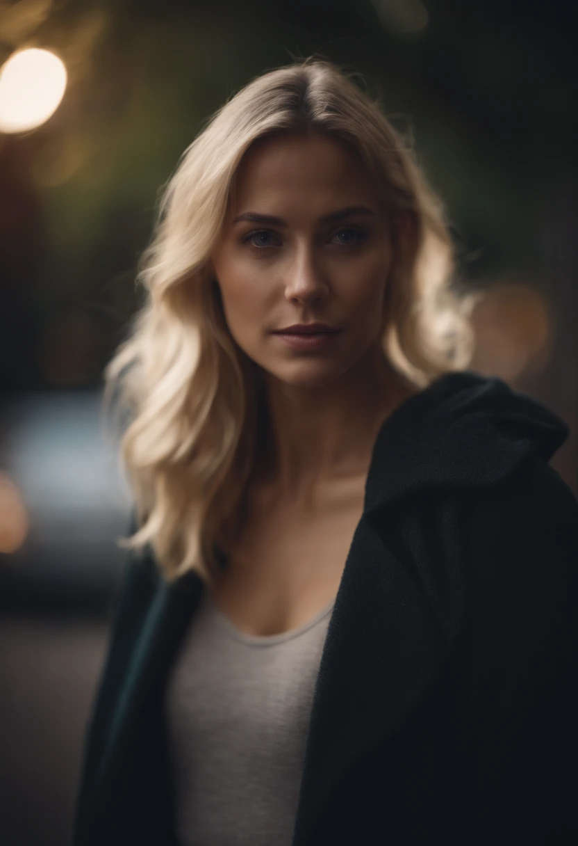 frontal image of a young blonde woman in her mid 20s