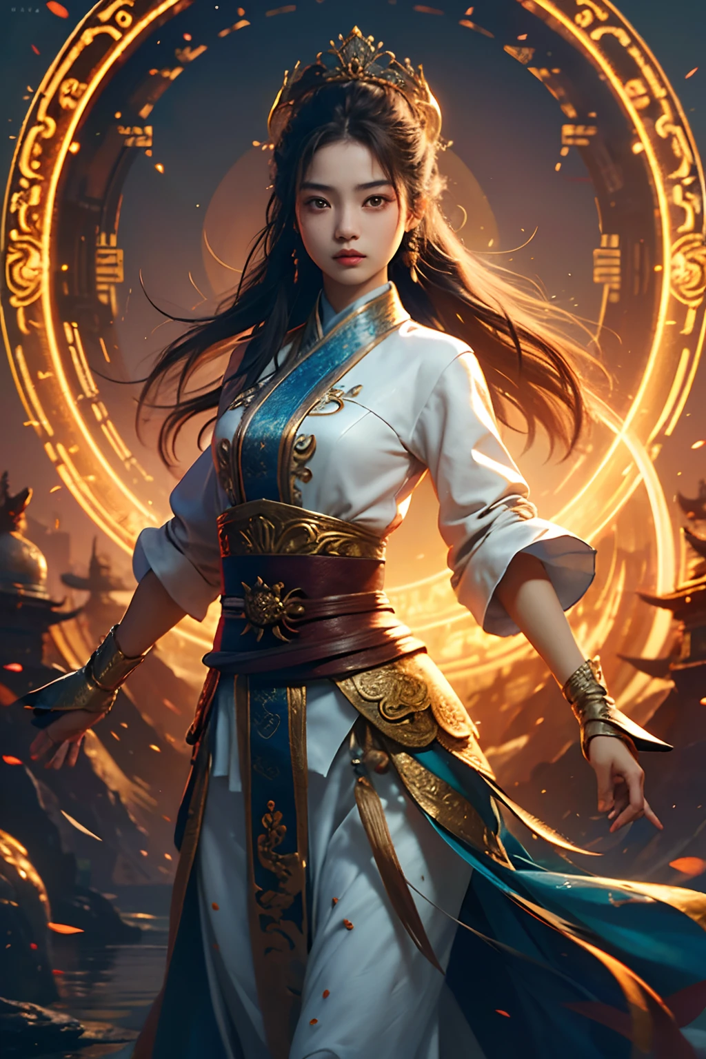 La mejor calidad, Obra maestra, ultrahigh resolution, (realista: 1.4), Xiu Xian, arma, Detalle de la cara, 1 girl, solamente, arma, (Magical Circle: 1.2), Xiu Xian, Parte superior del cuerpo, Interact with people, ojos agudos, beautiful girl, cuerpo completo, Arquitectura de Asia Oriental, vaina, Arquitectura,