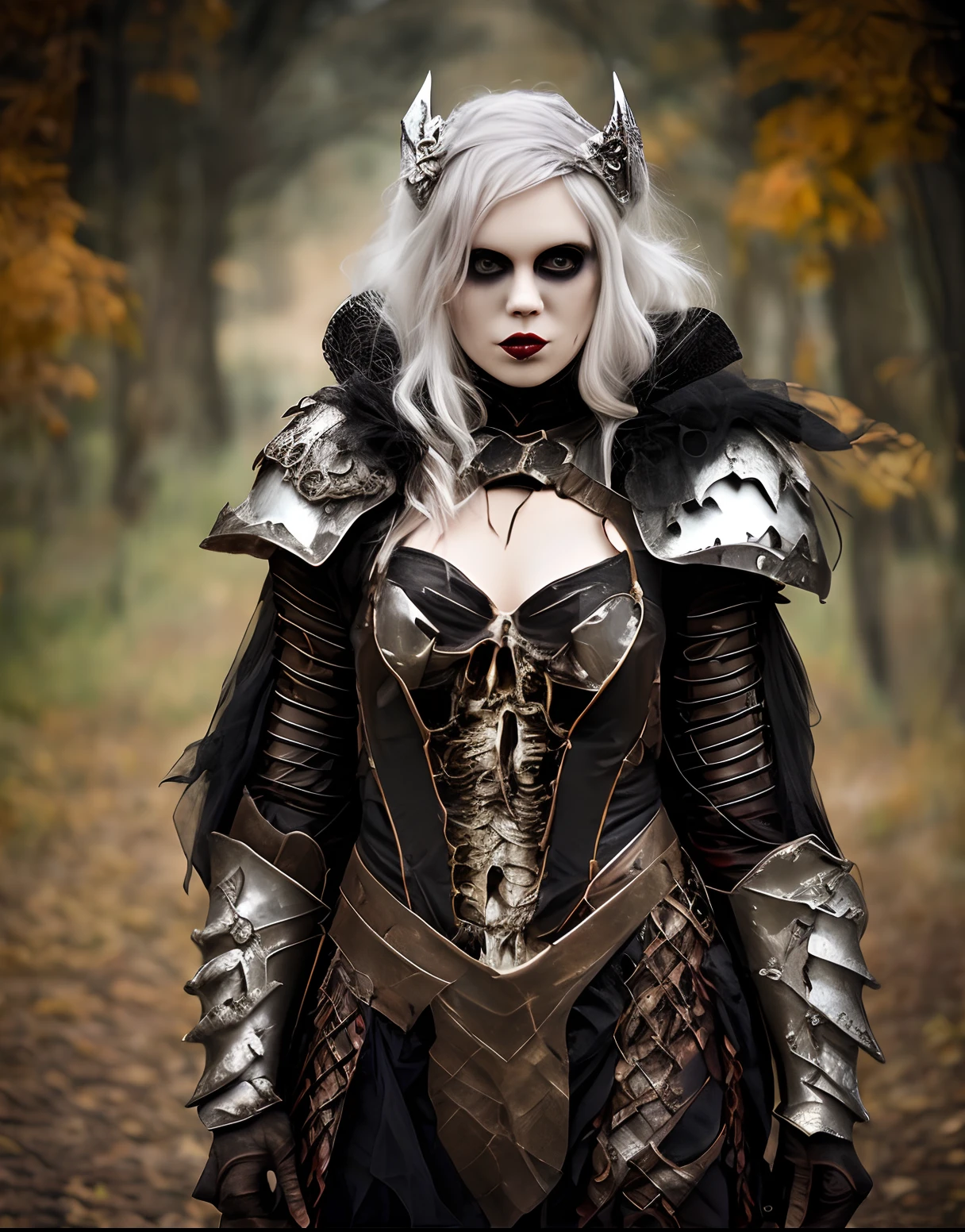 spooky halloween woman dark-haired armor