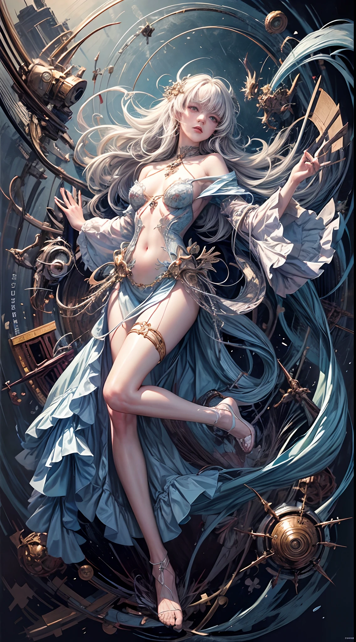 (((full body))), (((only 1 girl))),official art, unity 8k wallpaper, ultra detailed, beautiful and aesthetic, masterpiece, best quality, (zentangle, mandala, tangle, entangle), (fractal art:1.3) , 1girl, extremely detailed, dynamic angle, cowboyshot, the most beautiful form of chaos, elegant, a brutalist designed, vivid colours, romanticism, by james jean, roby dwi antono, ross tran, francis bacon, michal mraz, adrian ghenie, petra cortright, gerhard richter, takato yamamoto, ashley wood, atmospheric, ecstasy of musical notes, streaming musical notes visible