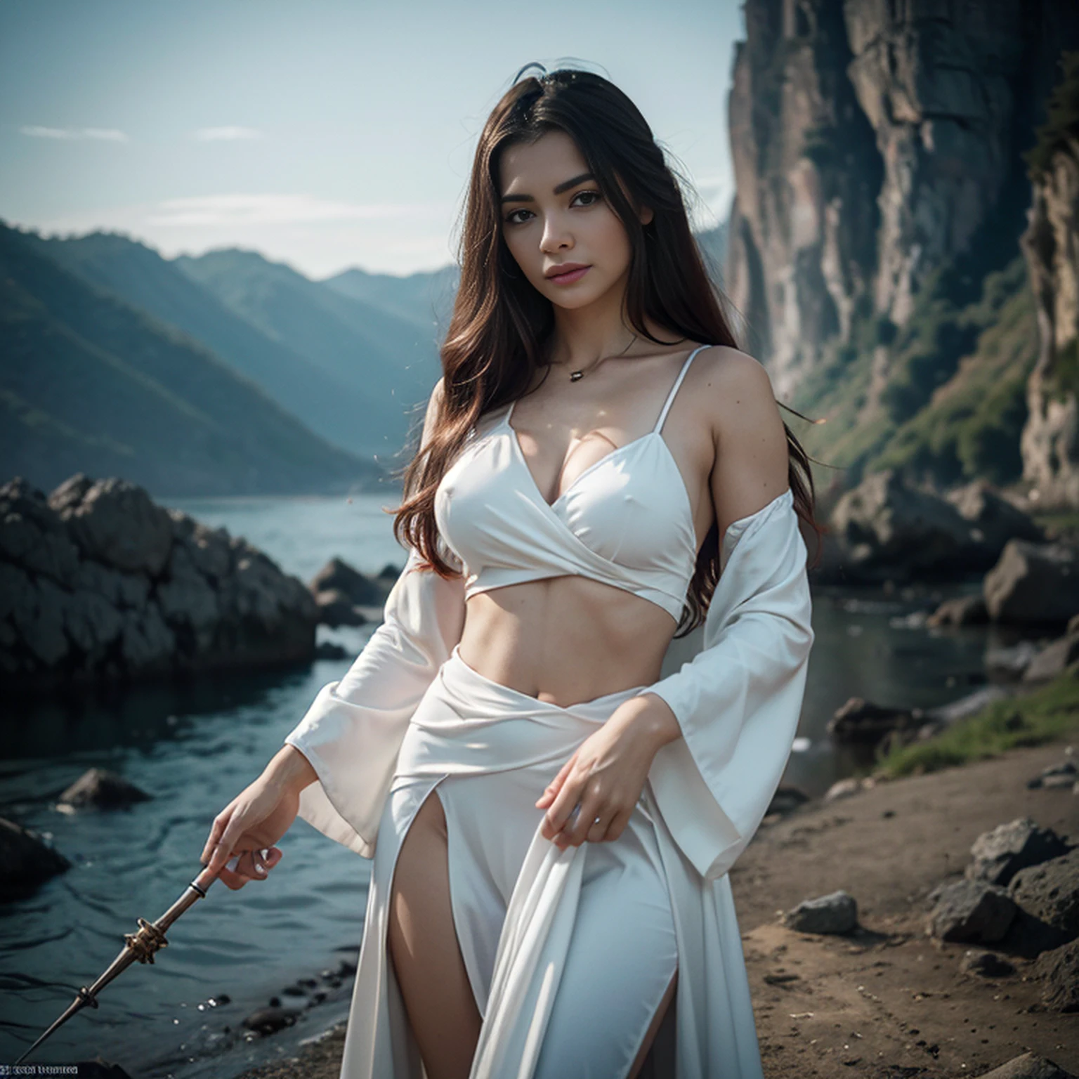 8k, ultra detalhado, master part, melhor qualidade, (extremamente detalhado), Arafed, arte dnd, scenic view, corpo inteiro, Aasimar sorceress casting a flaming spell, Aasimar, female, (Obra-prima 1.3, Detalhes intensos), female, feiticeira, Casting Flaming Spell (Obra-prima 1.3, Detalhes intensos) grandes asas angelicais, Open Blue Angelic Wings (Obra-prima 1.3, Detalhes intensos), magical fantasy background (Obra-prima 1.5, Detalhes intensos), lua, Estrelas, nuvem, vestindo manto branco, Capa roxa, flowing robe (Obra-prima 1.3, Detalhes intensos), Botas de salto alto (Obra-prima 1.3, Detalhes intensos), armado com pessoal, red hair, olhos verdes, olhos intensos, Feminino, Face Ultra Detalhada, (Obra-prima 1.5, melhor qualidade), anatomicamente correto (Obra-prima 1.3, Detalhes intensos), face determinada, Luz Divina, Cinematic lighting, luz suave, silhueta, fotorrealismo, scenic view (Obra-prima 1.3, Detalhes intensos) , Wide-Angle, Ultra-Grande Angular, 8k, Altas, melhor qualidade, Detalhes altos