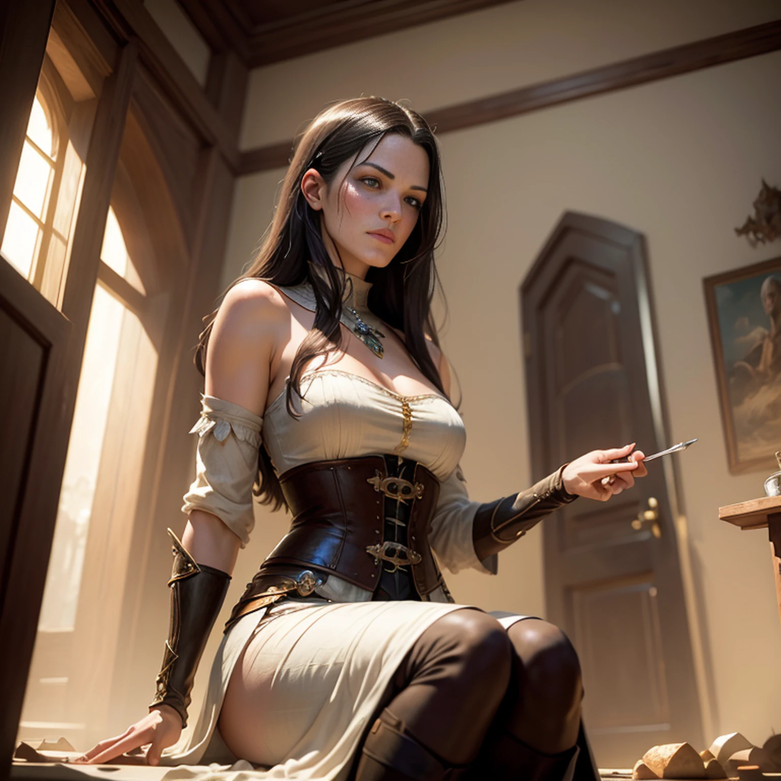 ((Liv Tyler), (Arwen)), estilo modelshoot, Parece Keira Knightley, (extremamente detalhado CG unidade 8k papel de parede), foto corporal completa da obra de arte mais bonita do mundo, Bruxa medieval inglesa, Vale Verde, pearl skin,coroa de ouro, ouros, Plano de fundo detalhado com arquitetura medieval, professional majestic oil painting by Ed Blinkey, Atey Ghailan, ghibli studio, Directed by: Jeremy Mann, Greg Manxadinho, Antonio Moro, trending on ArtStation, trending in cgsociety, intrincado, High detail, foco nítido, Dramatic, Arte de pintura fotorrealista de Midjourney e Greg Rutkowski