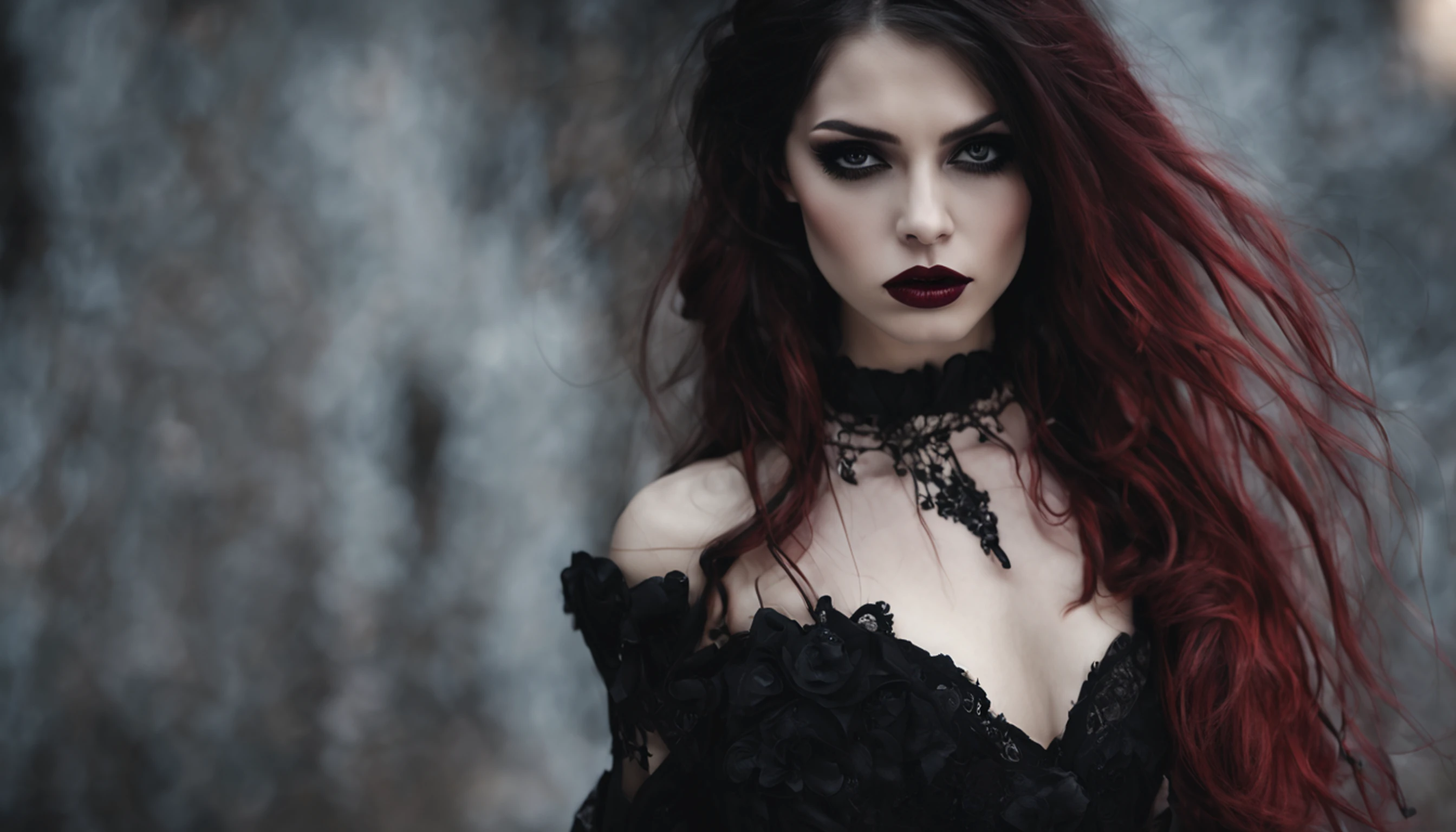 1 Vampiros, (female:0.8), presas venenosas, sangue, Bites on the neck, pale skin, olhos intensos, seductiveexpression, (gotejamento de sangue:1.2), (erotic atmosphere:1.3), Cabelos escuros, long flowing hair, (Vestido de renda preto:1.2), (ombros cortados:0.9), (espartilho vermelho:1.1), (roupas rasgadas:0.8), (pose sedutora:1.2), (Gemendo:1.4), (luar:1.3), (gothic ambient:1.2), (fundo assombroso:1.1), (Levantar uma perna:1.2), (bright lips:0.9), (Sussurre docemente:1.2), (sensual lighting:1.3), (unhas compridas:1.1), (atmosfera pesada:1.2), (Um toque persistente:1.3), (erotic tension:1.4).
