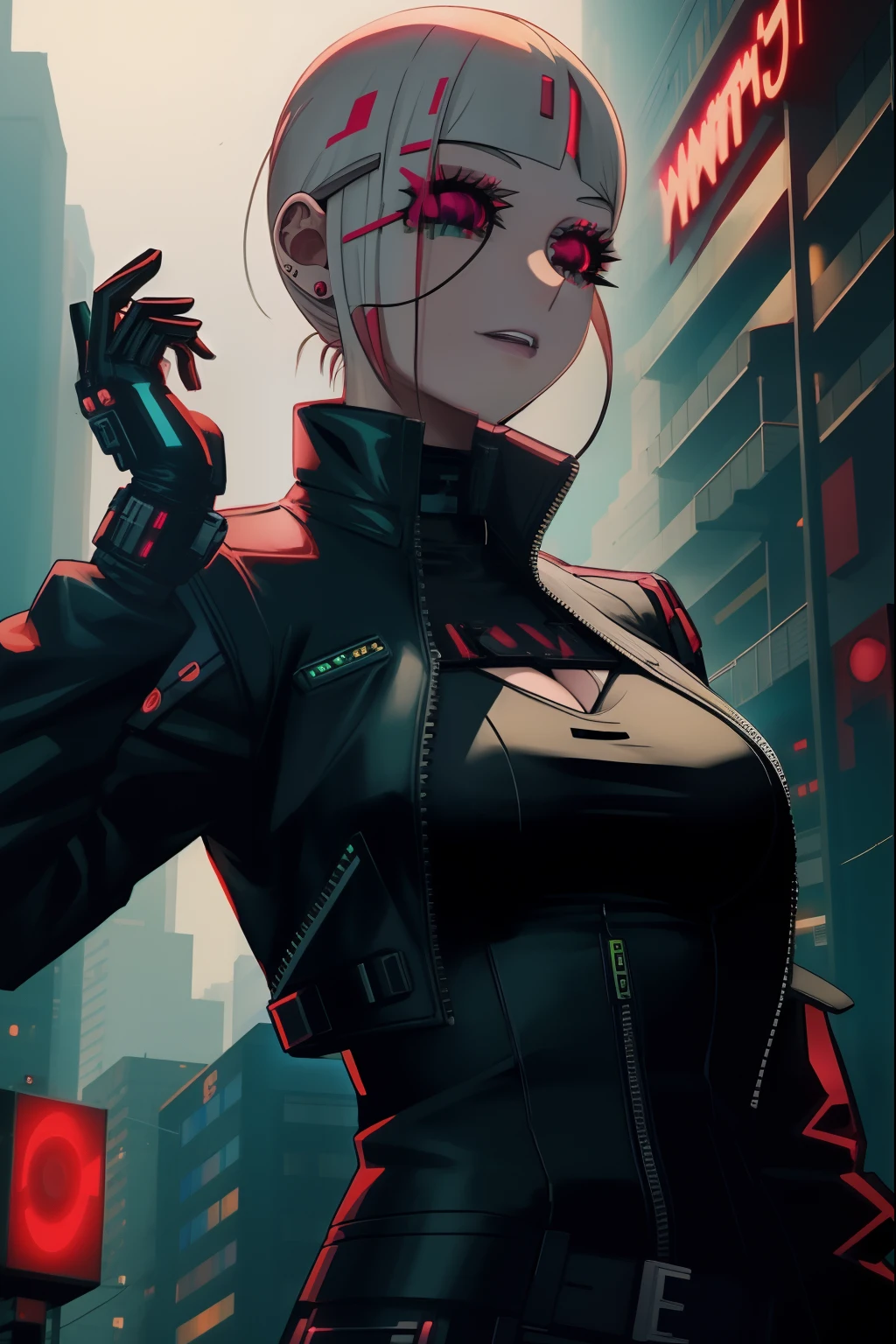 Anime - Mulher estilo em uma cidade futurista com uma luz vermelha, arte digital do anime cyberpunk, menina de anime cyberpunk feminino, pintura digital cyberpunk, cyberpunk themed art, estilo de arte cyberpunk, O retrato da menina cyberpunk, garota anime cyberpunk, dark cyberpunk illustration, arte de anime cyberpunk, arte digital cyberpunk, cyberpunk digital - arte de anime, estilo de arte cyberpunk, arte cyberpunk anime, arte de fantasia sombria cyberpunk