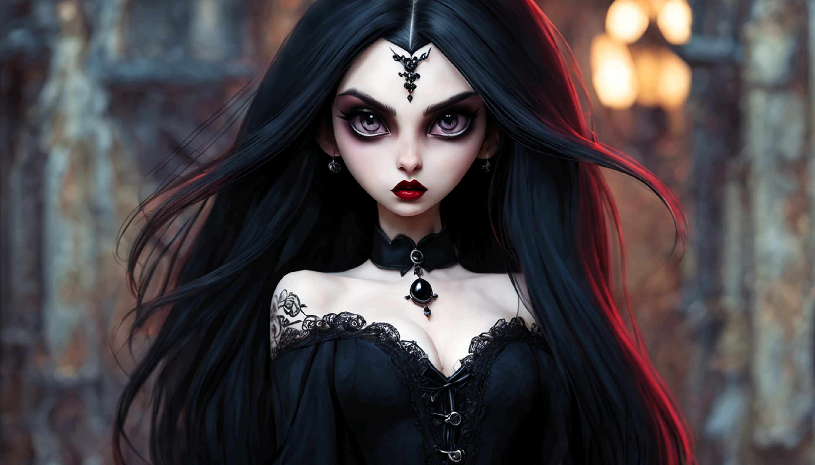 (dark:1.4), deep shadow, darkness, (under the moonlight, blood moon:1.3), award winning photo, extremely detailed, amazing, fine detail, absurdres, highly detailed woman, extremely detailed eyes and face, piercing red eyes, by lee jeffries nikon d850 film stock photograph 4 kodak portra 400 camera f1.6 lens rich colors hyper realistic lifelike texture dramatic lighting unrealengine trending on artstation cinestill 800 tungsten, Style-Neeko, (wearing black steel armor, DARK_Glam, a woman in armor, wearing DRK_Glam, DRK_Glam style helmet :1.3), full armored body focus,Dark Knight, intimidating look, closeup shot,
GothGal, long skirt, fishnet stockings, gothic print, imprinted skulls, a woman in a black and white outfit is standing on the street,woman wearing a GothGal outfit, large boots, twin tail, frilly dress, lace, ribbon, lipstick, pale skin, <lora:Goth_DRK:0.75>