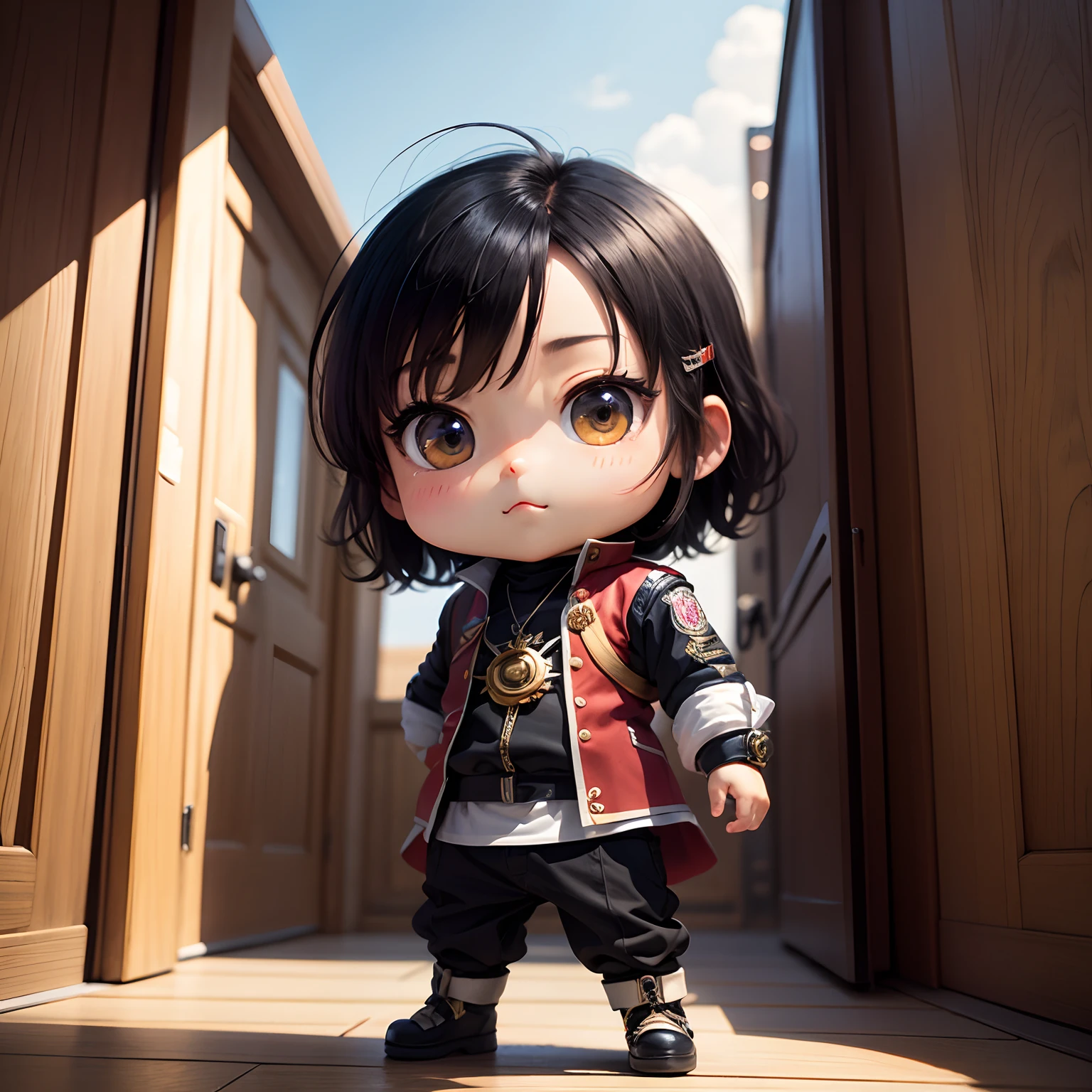 masterpiece、top-quality、ultra-detailliert、(Chibi Columbus:1.2)、独奏、Ship tip、Standing、boldness
