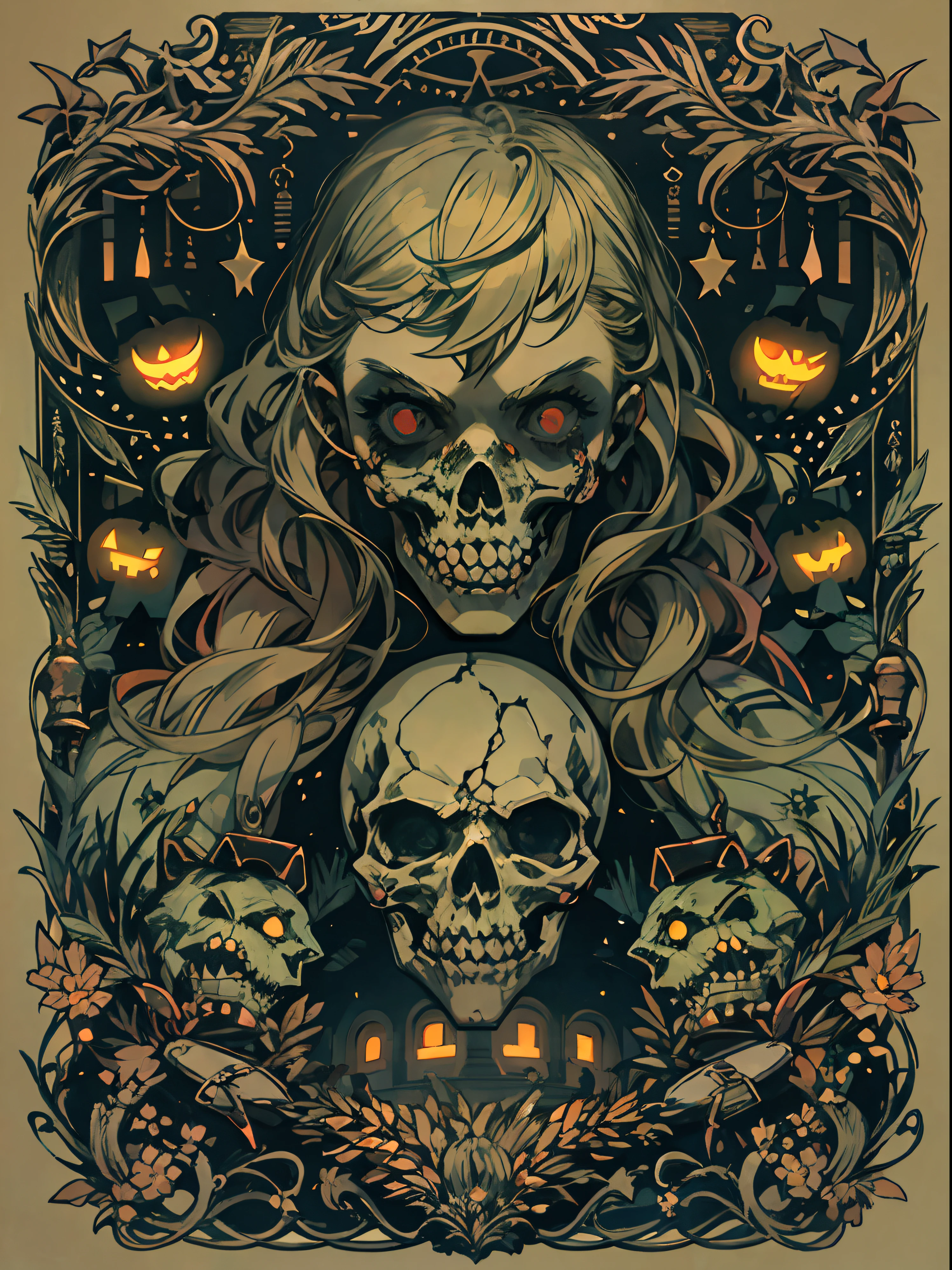 dark and eerie Halloween-themed t-shirt design on a black background