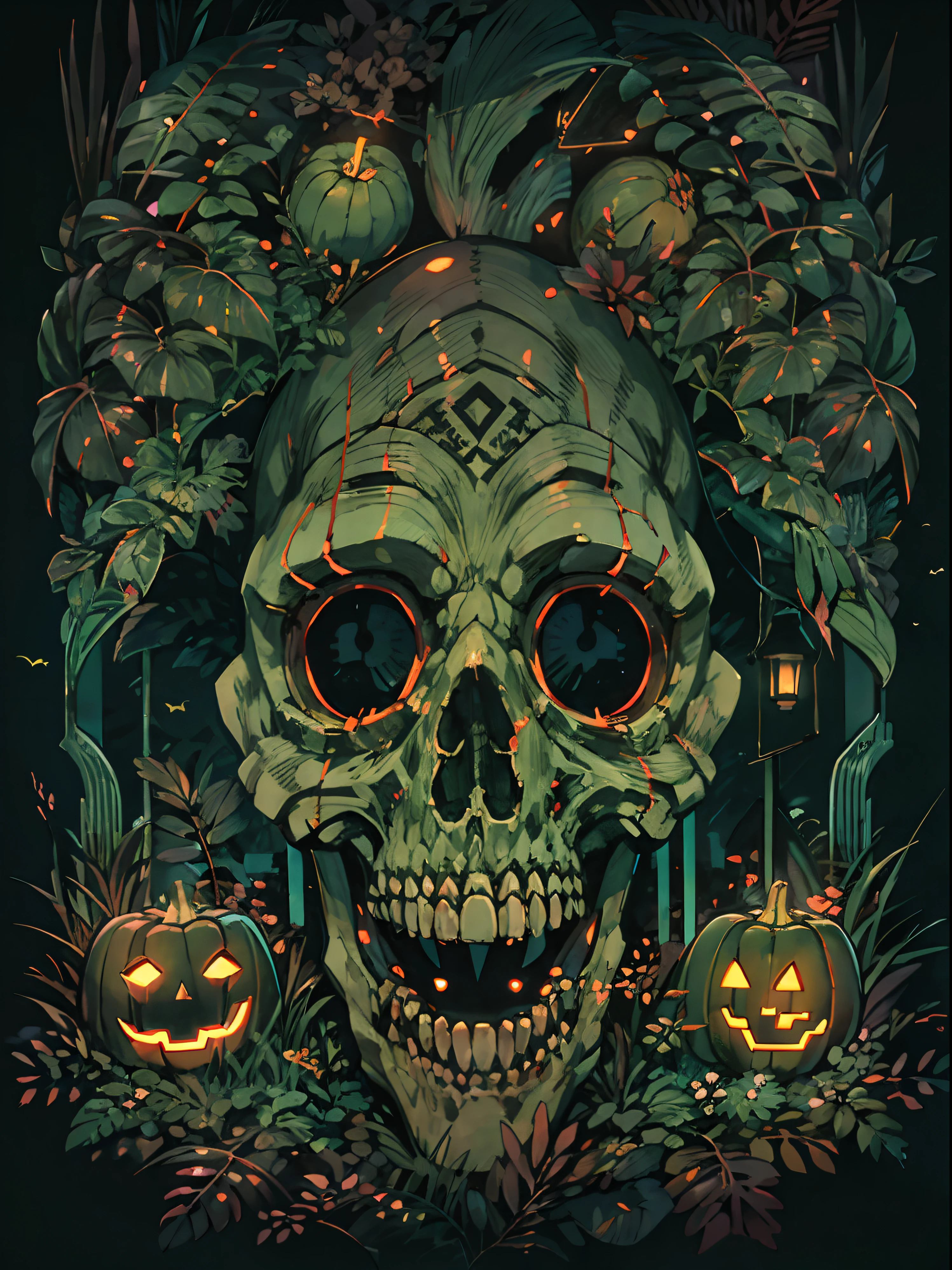 dark and eerie Halloween-themed t-shirt design on a black background