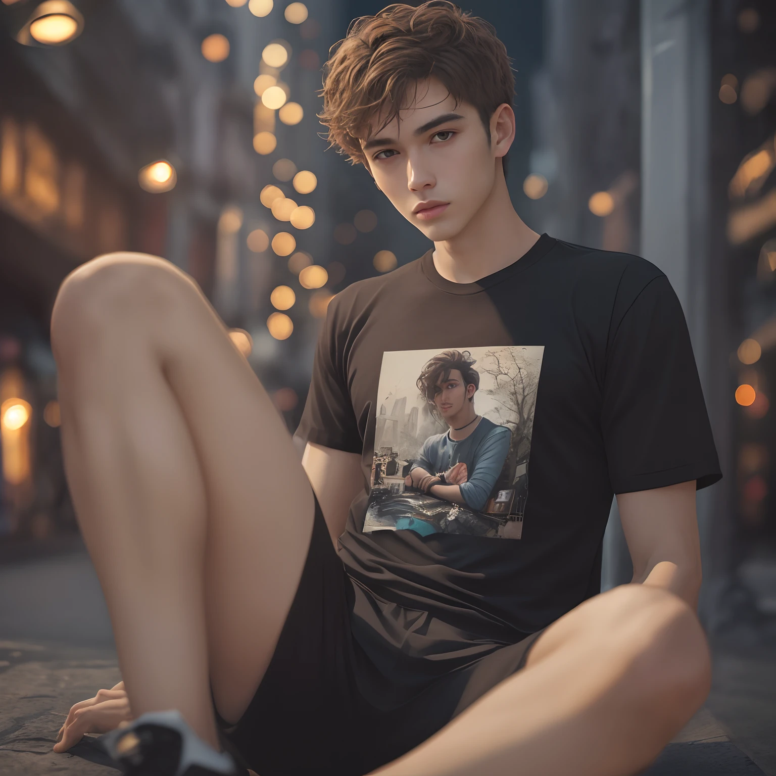 (photo model, young man, black t-shirt, sitting, fashion, soft lighting, vibrant colors, masterpiece:1.2, streets, night, detailed face)
### Prompt generation step
First of all,Let's start the description with the main body of the picture。The subject is a young male model,He wore a black T-shirt。Describe his physical features,Especially the details of his face,Because we wanted to preserve his facial features,This is important for stabilizing proliferation。
Next,We describe his movements and postures,He is sitting。This detail is to ensure that he has a clear position and behavior in the picture。
After that,We describe the artistic style of this scene。Since the subject is a model,We can choose illustration or photography to make this picture。This affects the final image style。
Next,We can add some description of the details of the picture,For example, the background is the street and the night。These details can make the image look more realistic and vivid。
After that,We describe the quality and level of detail of the image,It is a high-quality work of art,4K required/8K resolution and extremely high detail。We can also add some other tags that improve the quality of the image,Like HDR、Physical rendering and realism。
Enfim,We describe the color and lighting effects of the overall picture。We wanted bright colors and soft light effects,to enhance visual impact and artistic sense。
The resulting prompt is as follows:
(photo model, young man, black t-shirt, sitting, fashion, soft lighting, vibrant colors, masterpiece:1.2, streets, night, detailed face, illustrations, 4k resolution, high detail, HDR, physically-based rendering, vivid colors, bokeh)
