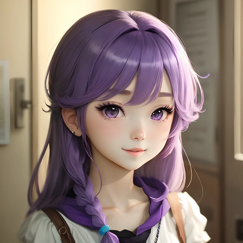 Cute girl with purple hair