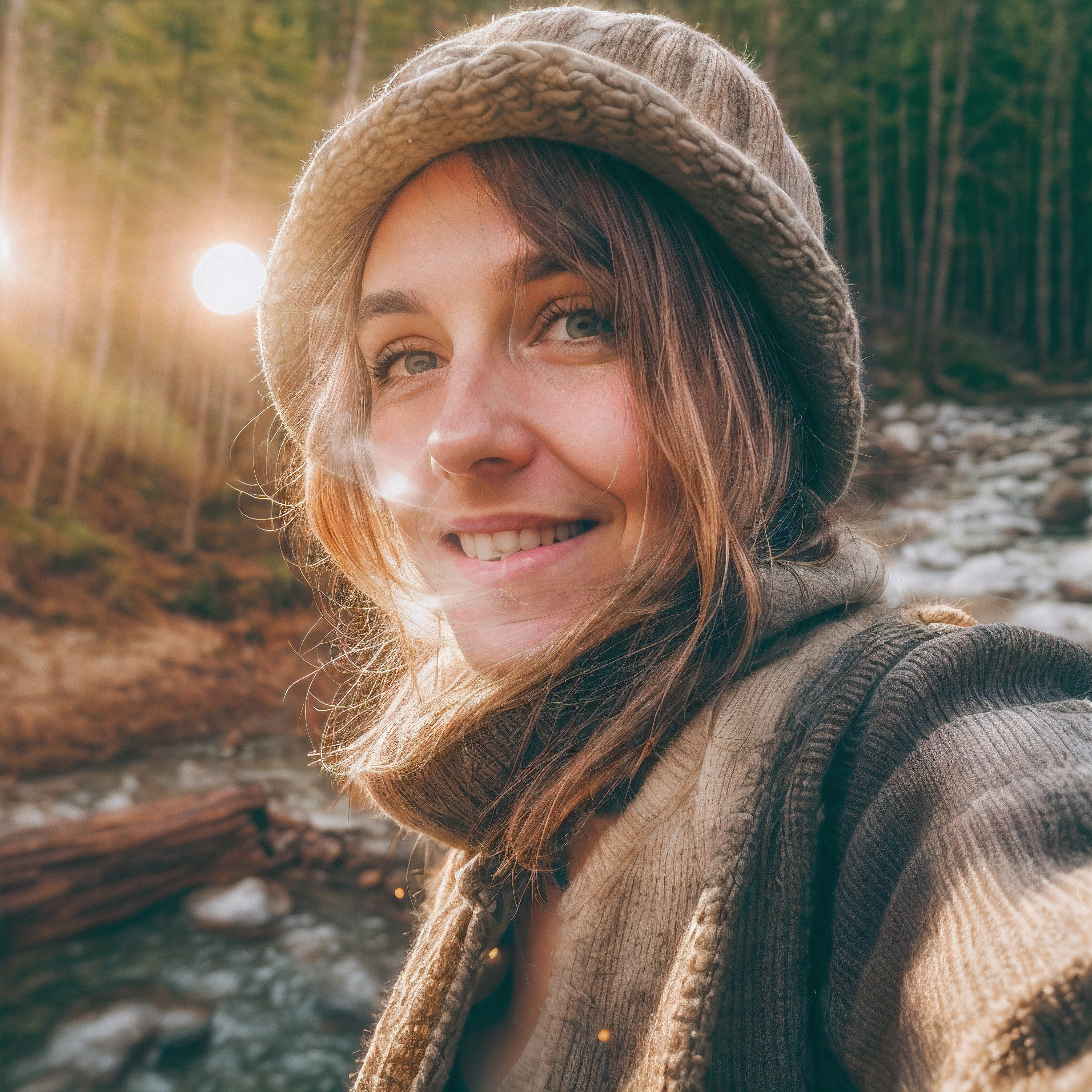 ****ung woman((upper body selfie, happy)), masterpiece, best quality, ultra-detailed, solo, outdoors, (night), mountains, nature, (stars, moon) cheerful, happy, backpack, sleeping bag, camping stove, water bottle, mountain boots, gloves, sweater, hat, ((midriff exposed)), flashlight, forest, rocks, river, wood, smoke, shadows, contrast, clear sky, analog style (look at viewer:1.2) (skin texture) (film grain:1.3), (warm hue, warm tone)
:1.2), close up, cinematic light, sidelighting, ultra high res, best shadow, RAW, upper body, old man, wearing pullover