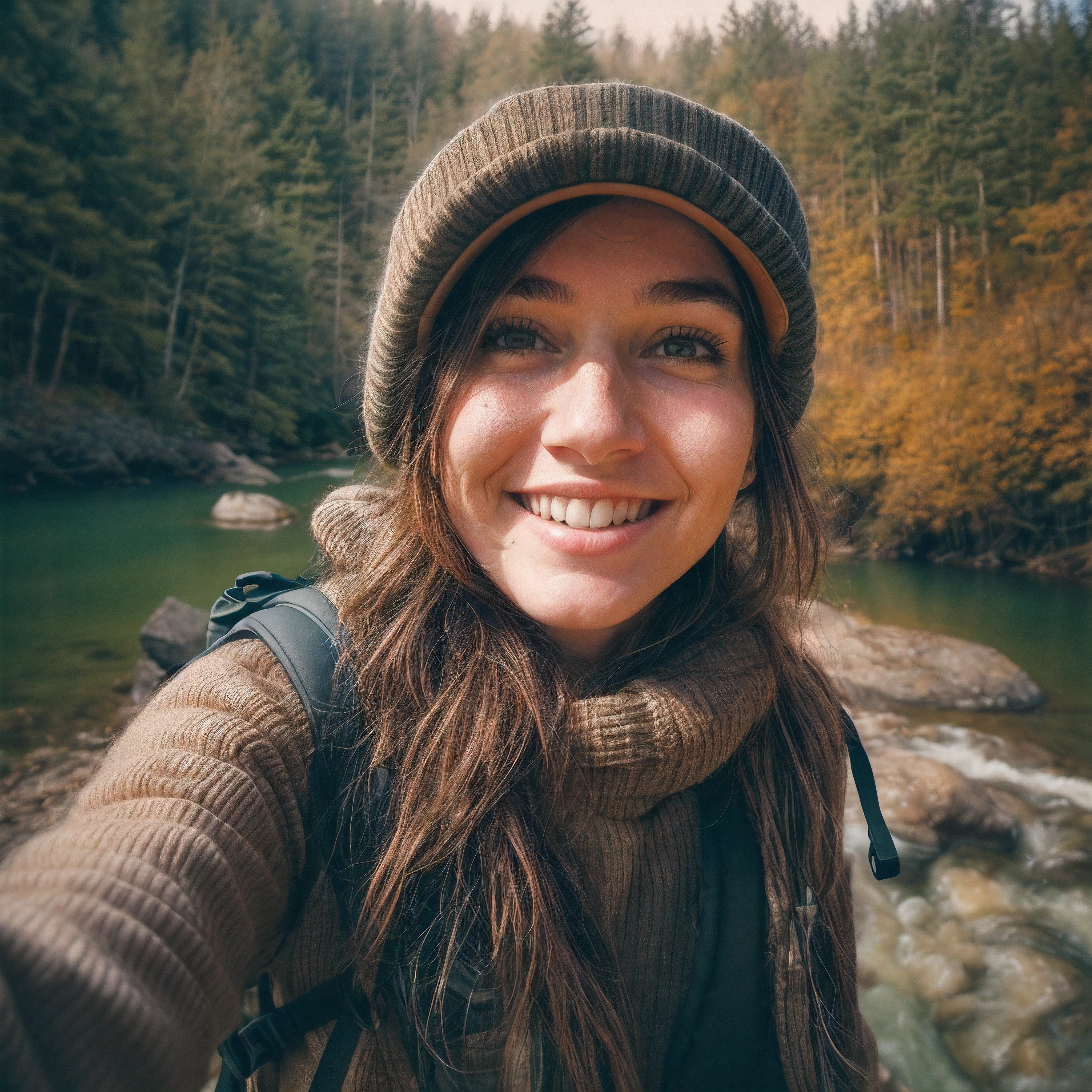 ****ung woman((upper body selfie, happy)), masterpiece, best quality, ultra-detailed, solo, outdoors, (night), mountains, nature, (stars, moon) cheerful, happy, backpack, sleeping bag, camping stove, water bottle, mountain boots, gloves, sweater, hat, ((midriff exposed)), flashlight, forest, rocks, river, wood, smoke, shadows, contrast, clear sky, analog style (look at viewer:1.2) (skin texture) (film grain:1.3), (warm hue, warm tone)
:1.2), close up, cinematic light, sidelighting, ultra high res, best shadow, RAW, upper body, old man, wearing pullover